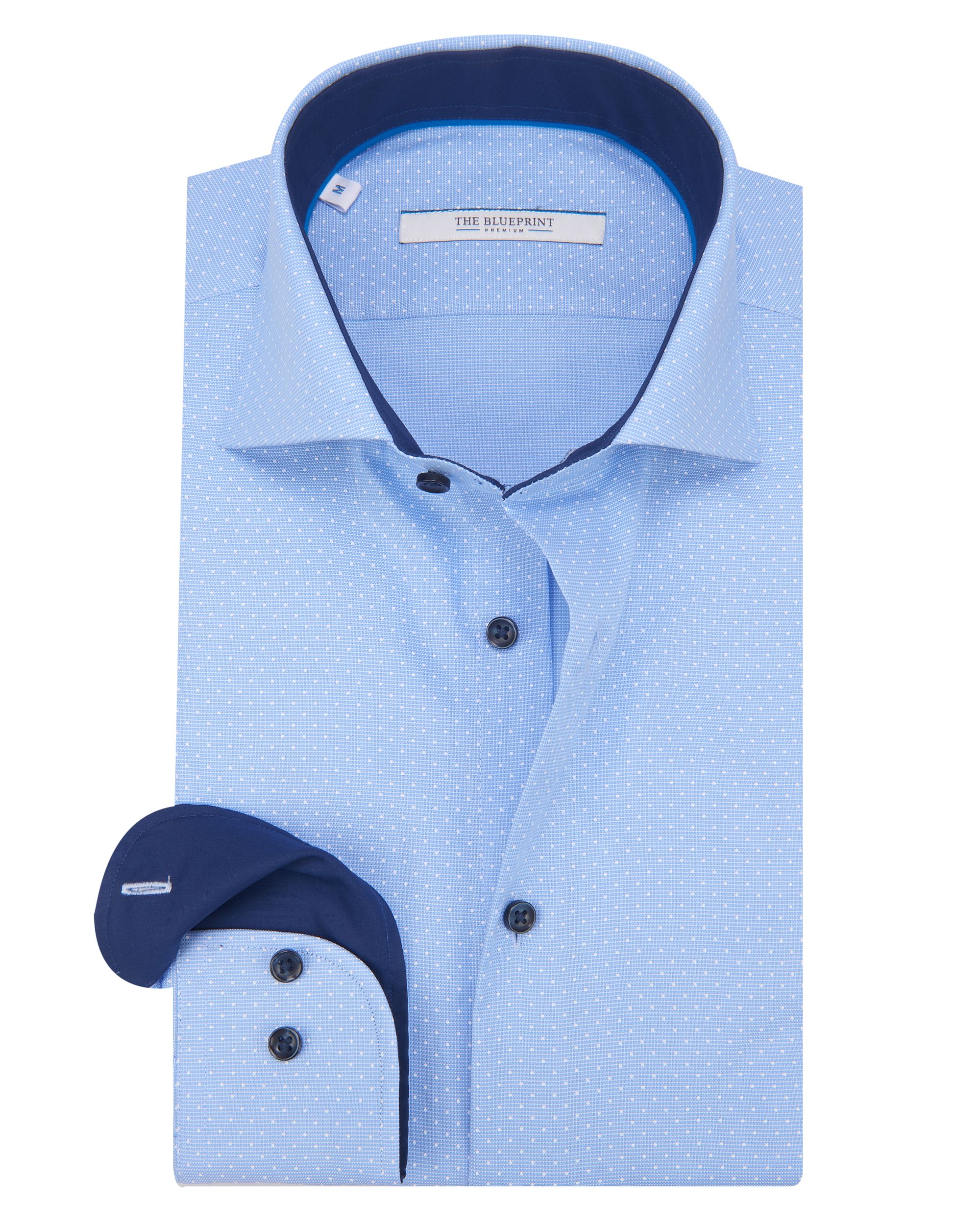 The BLUEPRINT Premium Trendy overhemd LM Blauw stip  078650-001-L