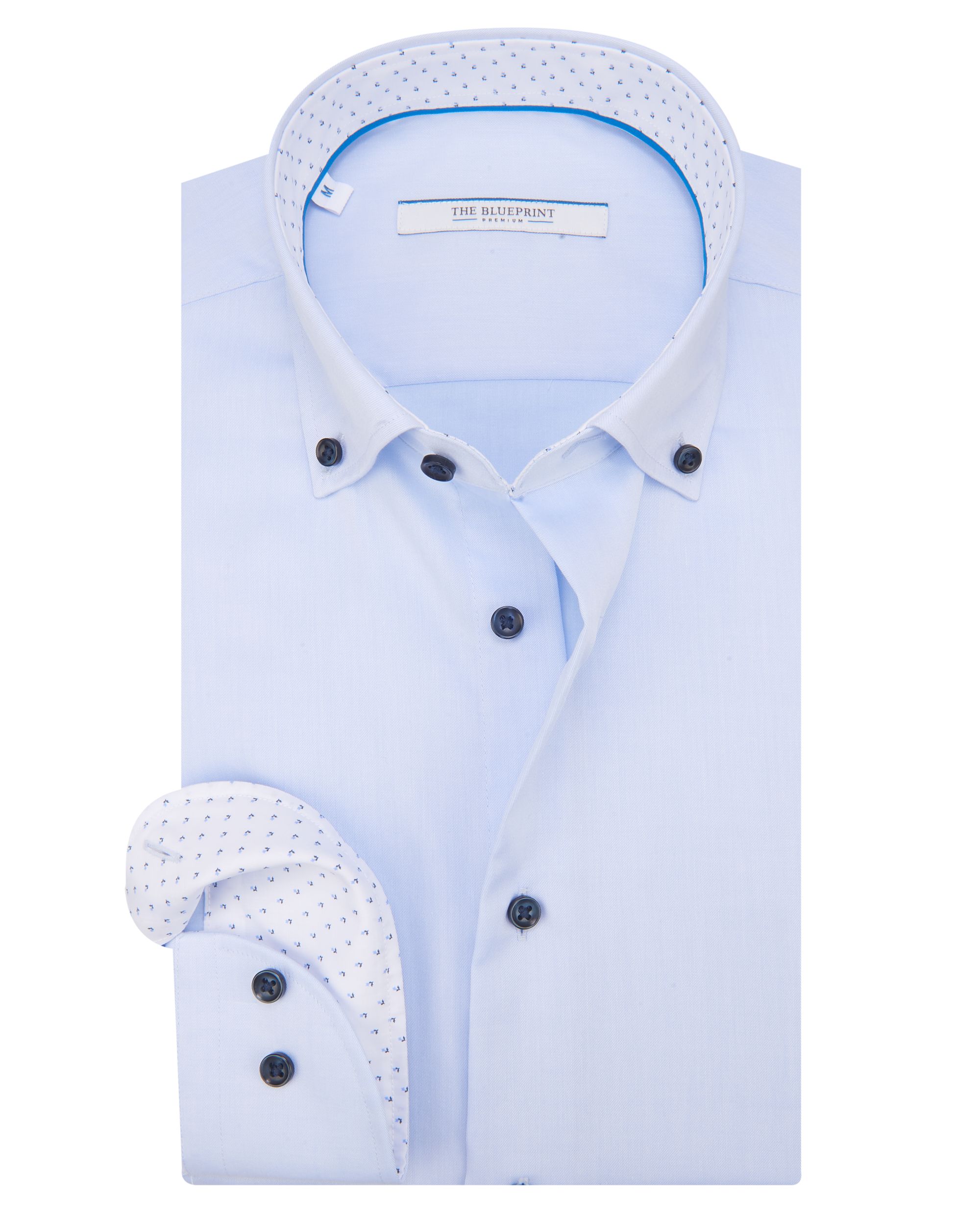 The BLUEPRINT Premium Trendy overhemd LM Lichtblauw uni 078652-001-L
