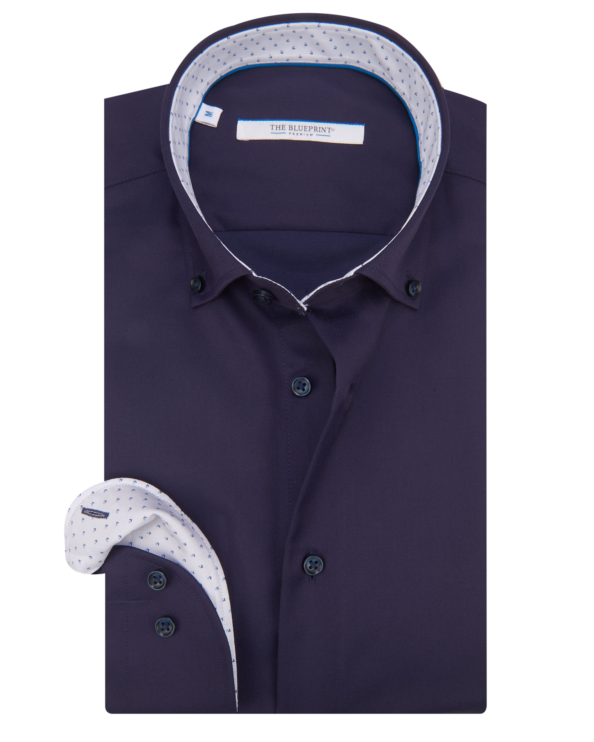 The BLUEPRINT Premium Trendy overhemd LM Donkerblauw uni 078653-001-XL