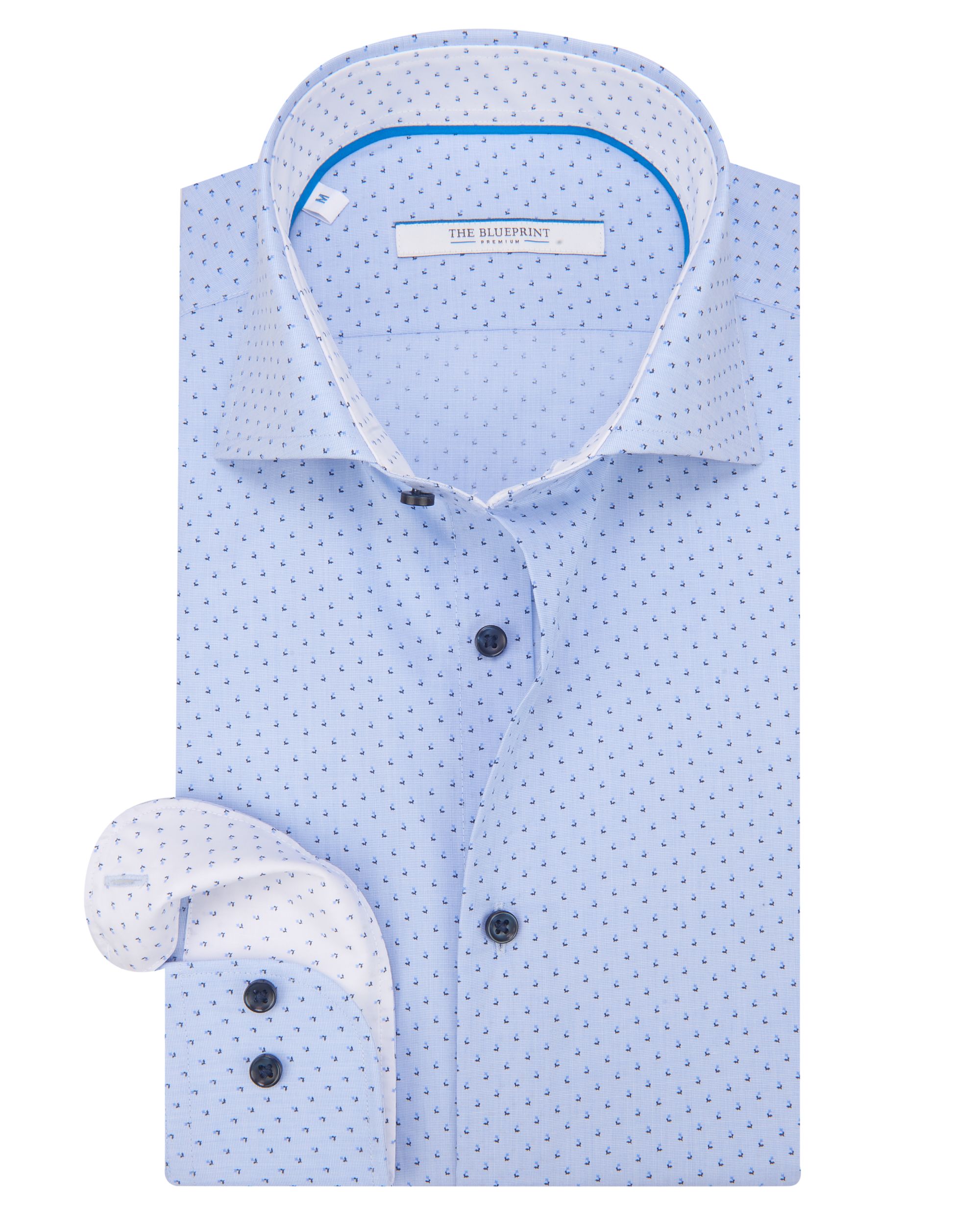 The BLUEPRINT Premium Trendy overhemd LM Lichtblauw dessin 078655-001-L