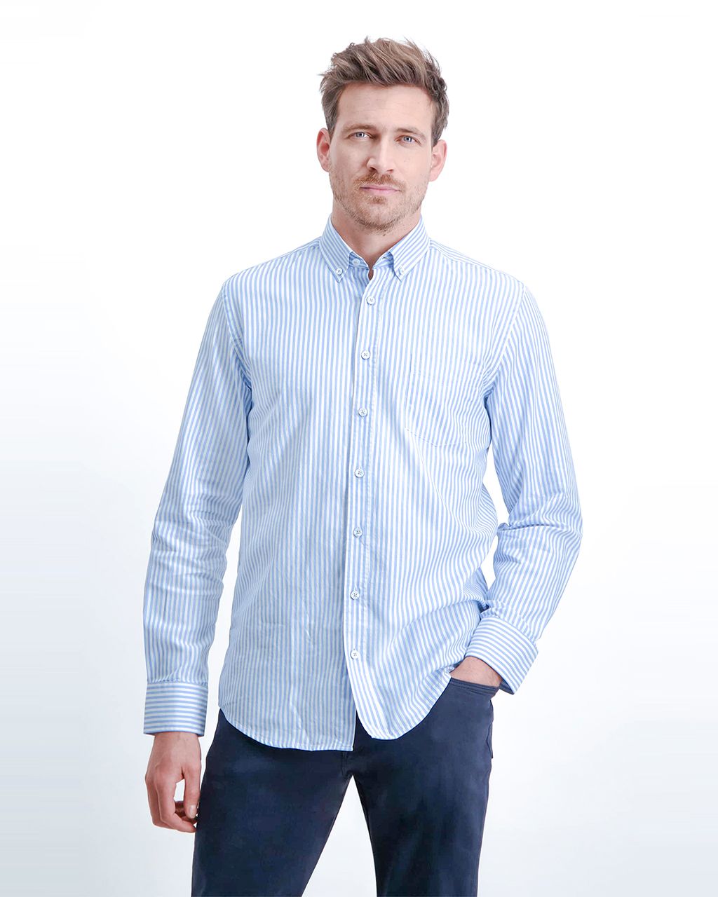 State of Art Casual Overhemd LM Licht blauw 079447-001-4XL