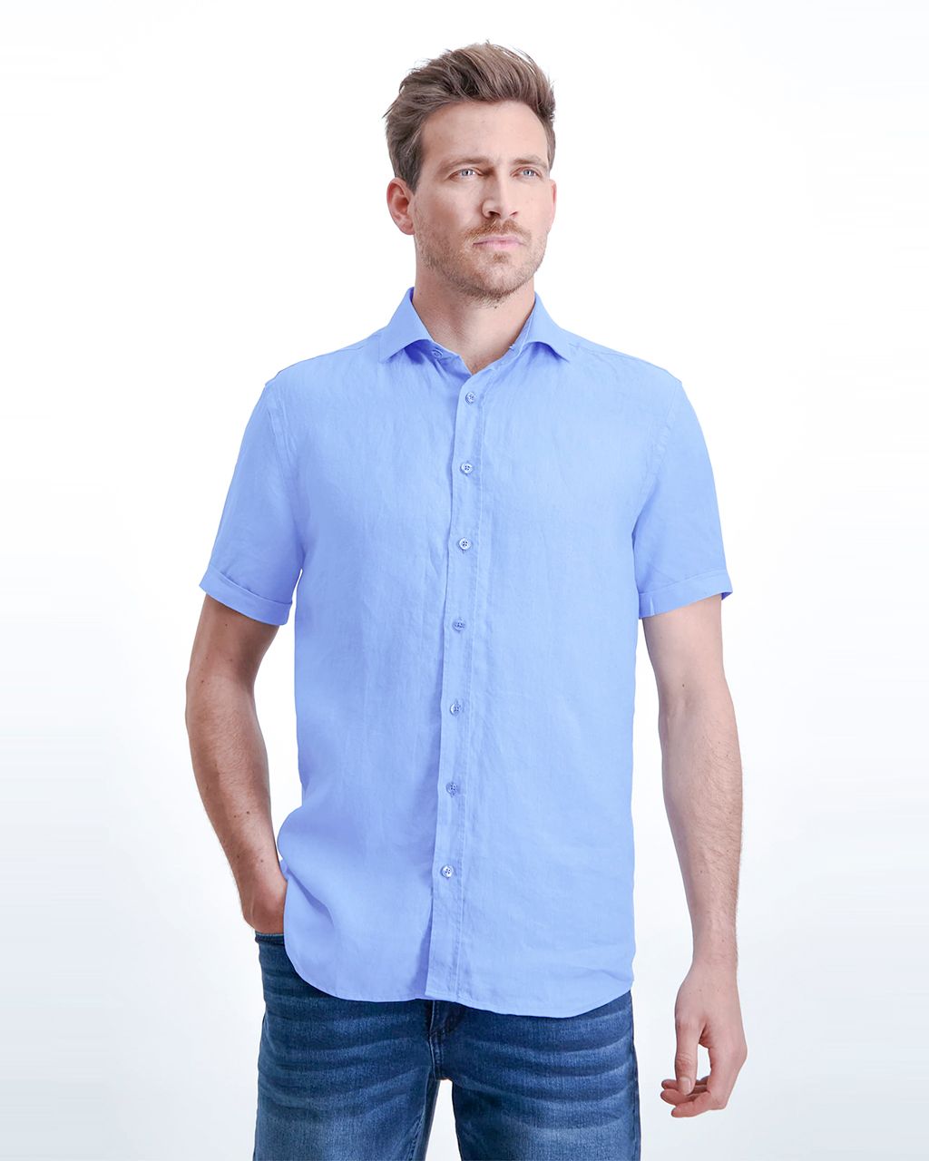 State of Art Casual Overhemd KM Licht blauw 079479-001-4XL