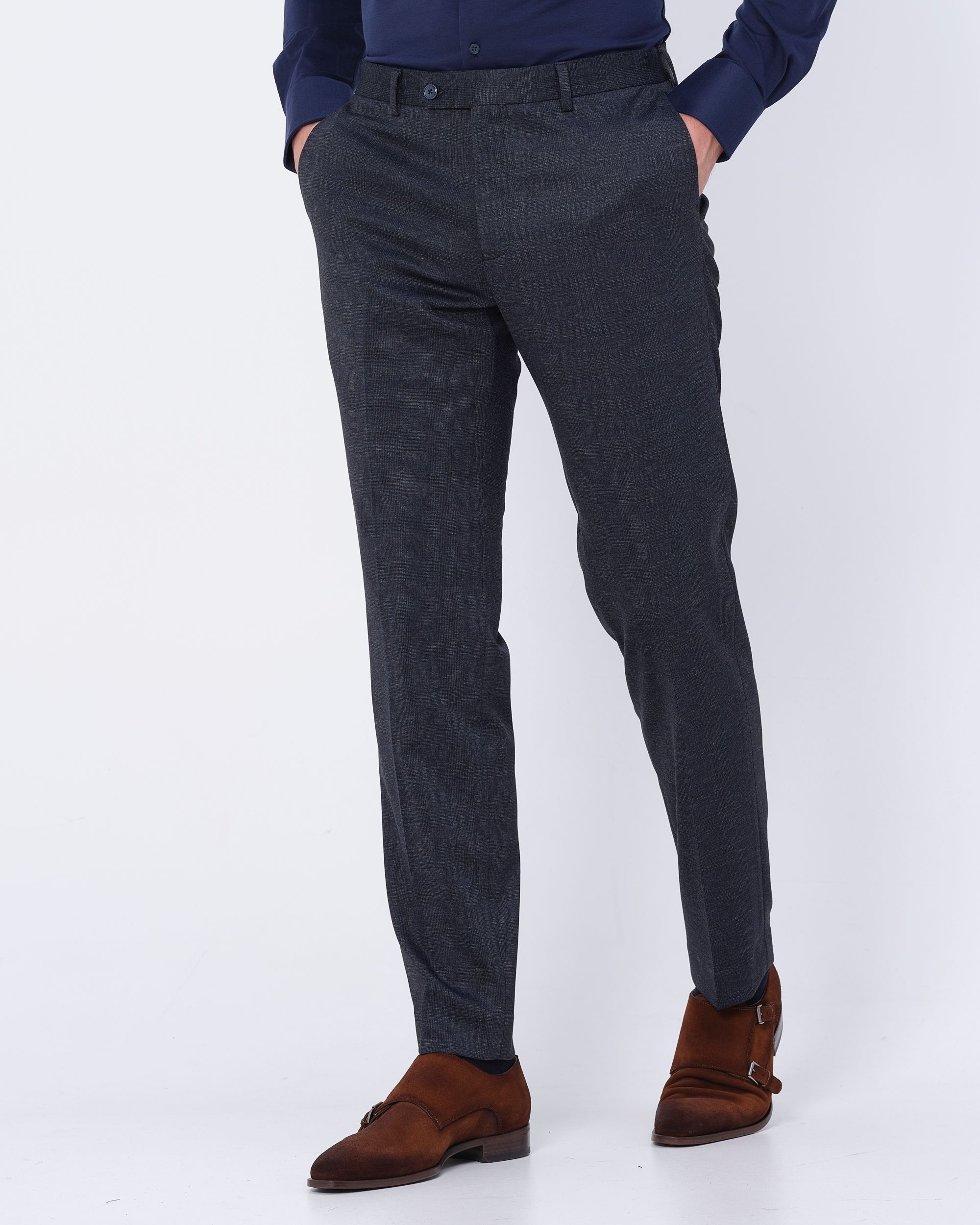 Recall Mix & Match Pantalon Donkerblauw grote ruit 080056-001-46