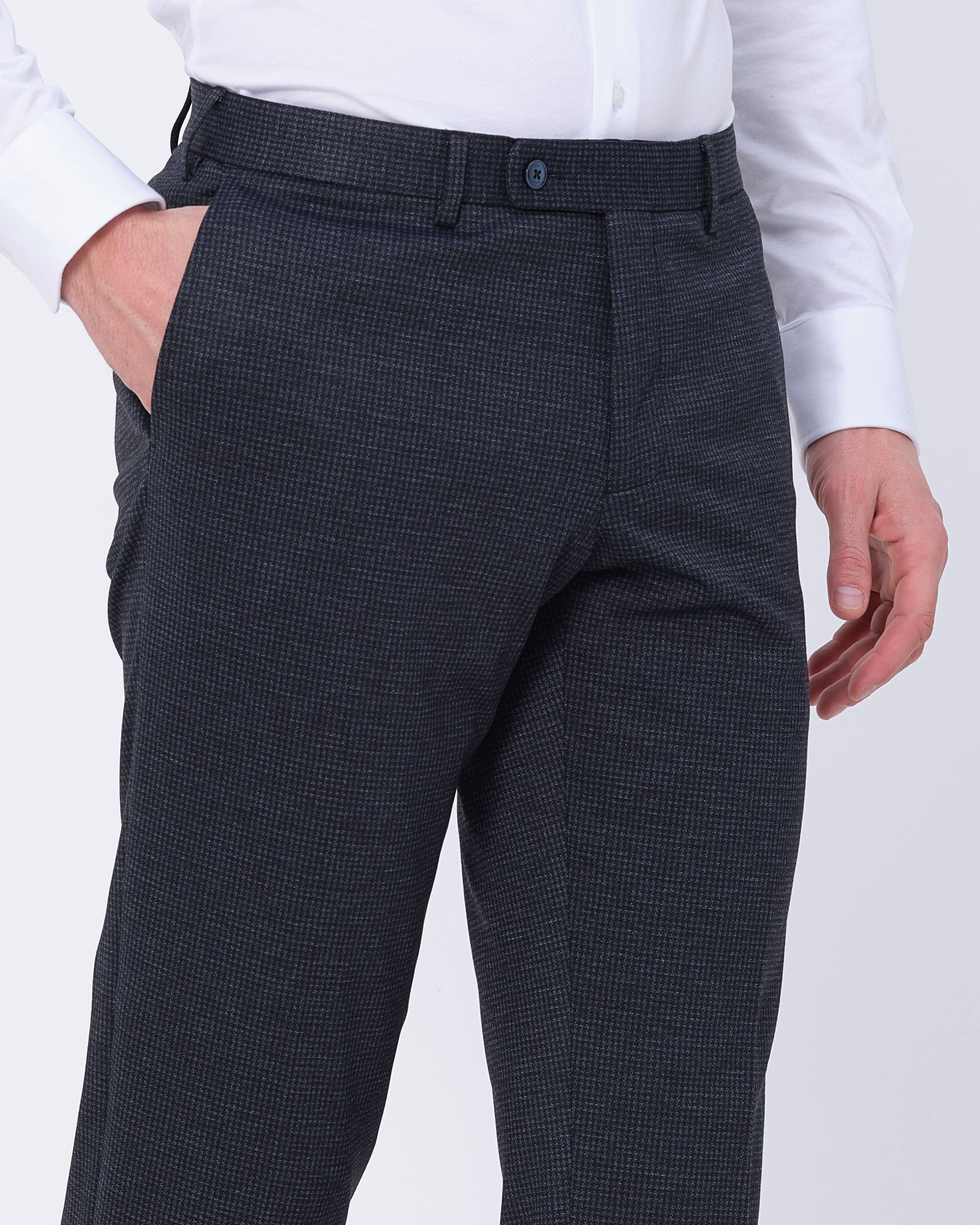 Recall Mix & Match Pantalon Donkerblauw kleine ruit 080058-001-46