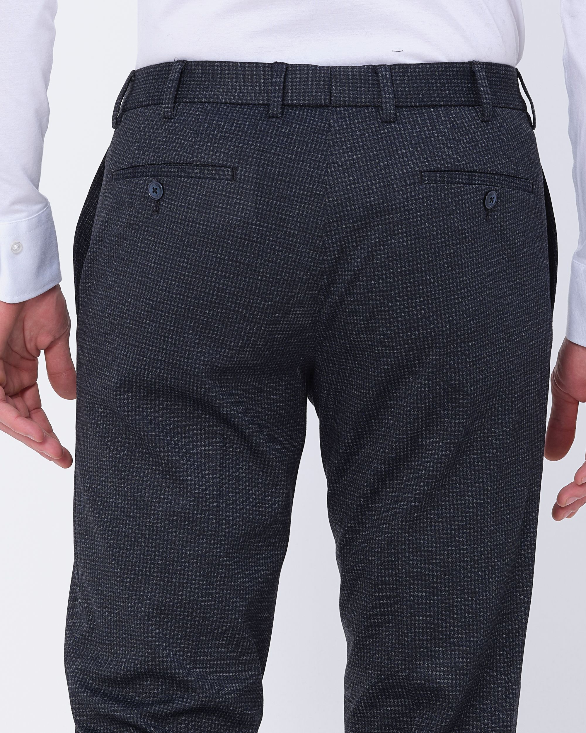 Recall Mix & Match Pantalon Donkerblauw kleine ruit 080058-001-46