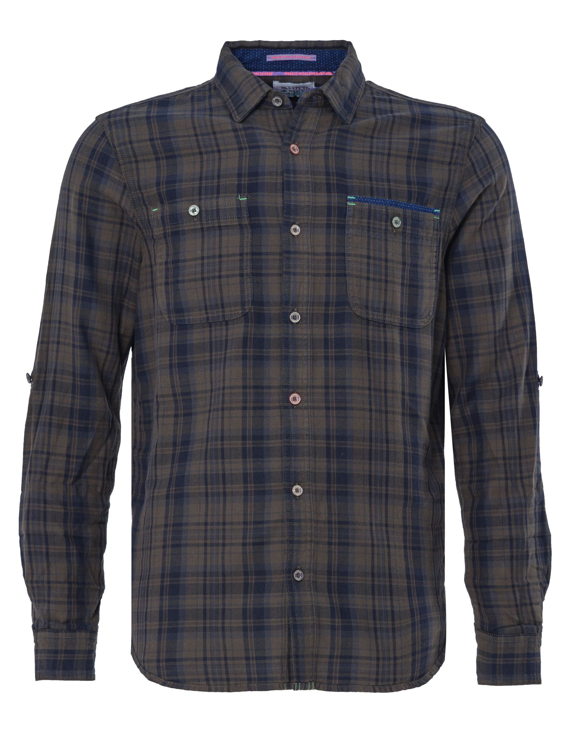 Scotch & Soda Casual Overhemd LM Bruin ruit 080207-001-L