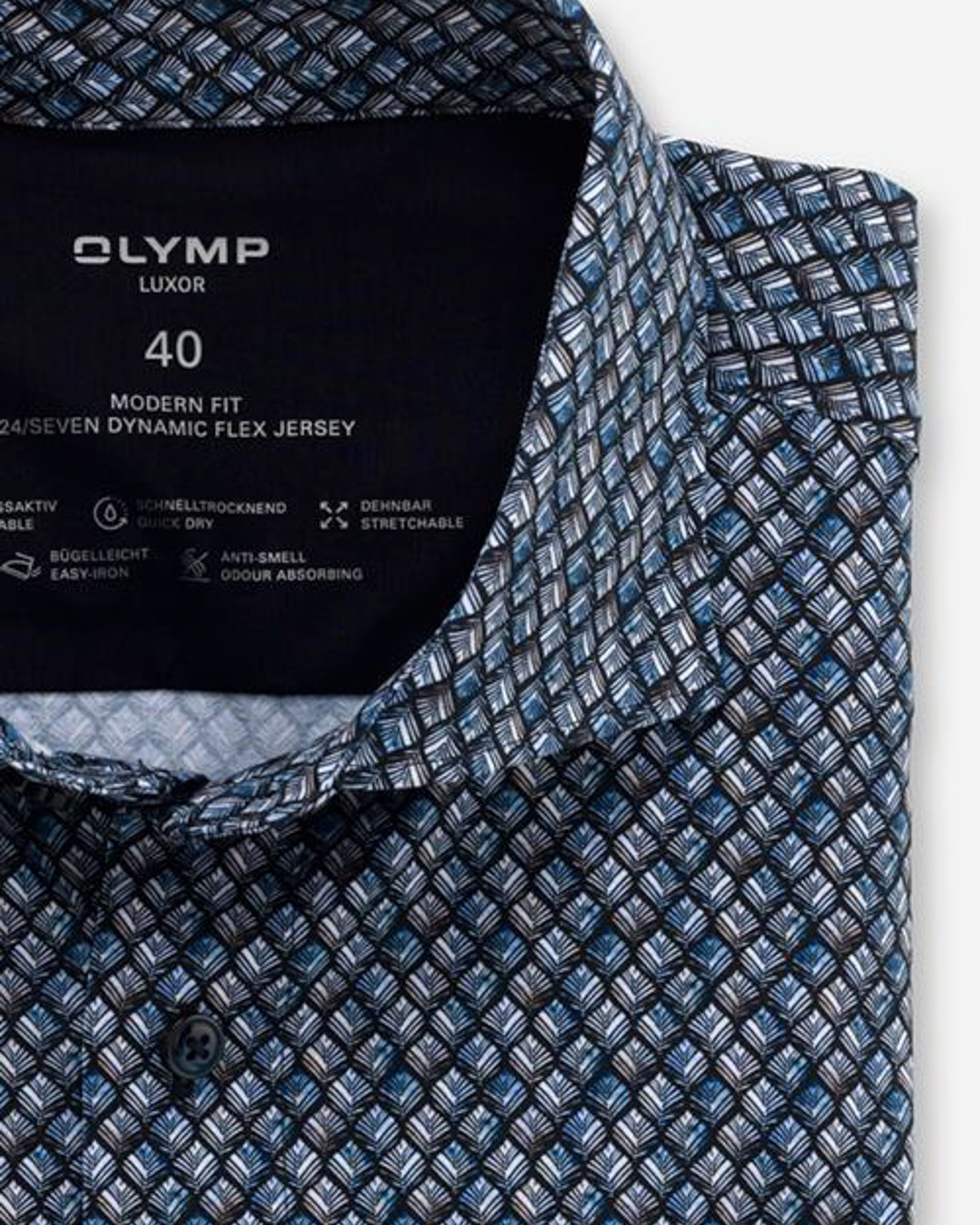 OLYMP 24/7 Modern Fit Overhemd LM Donker blauw 080223-001-47