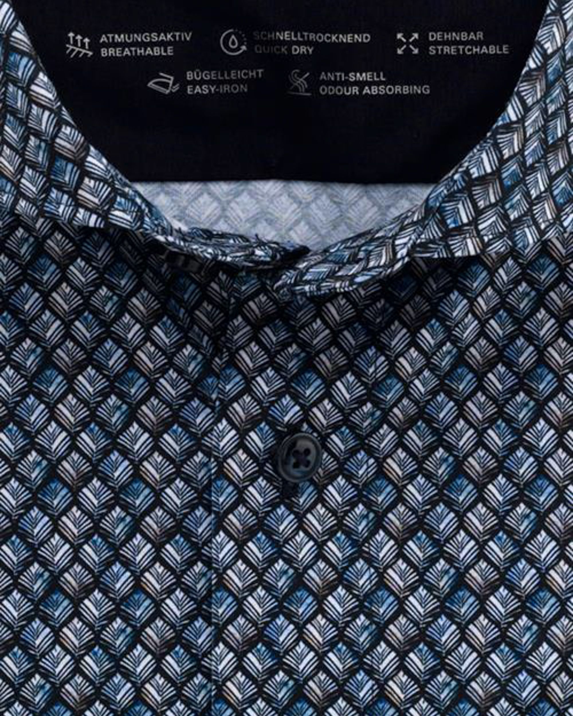 OLYMP 24/7 Modern Fit Overhemd LM Donker blauw 080223-001-37