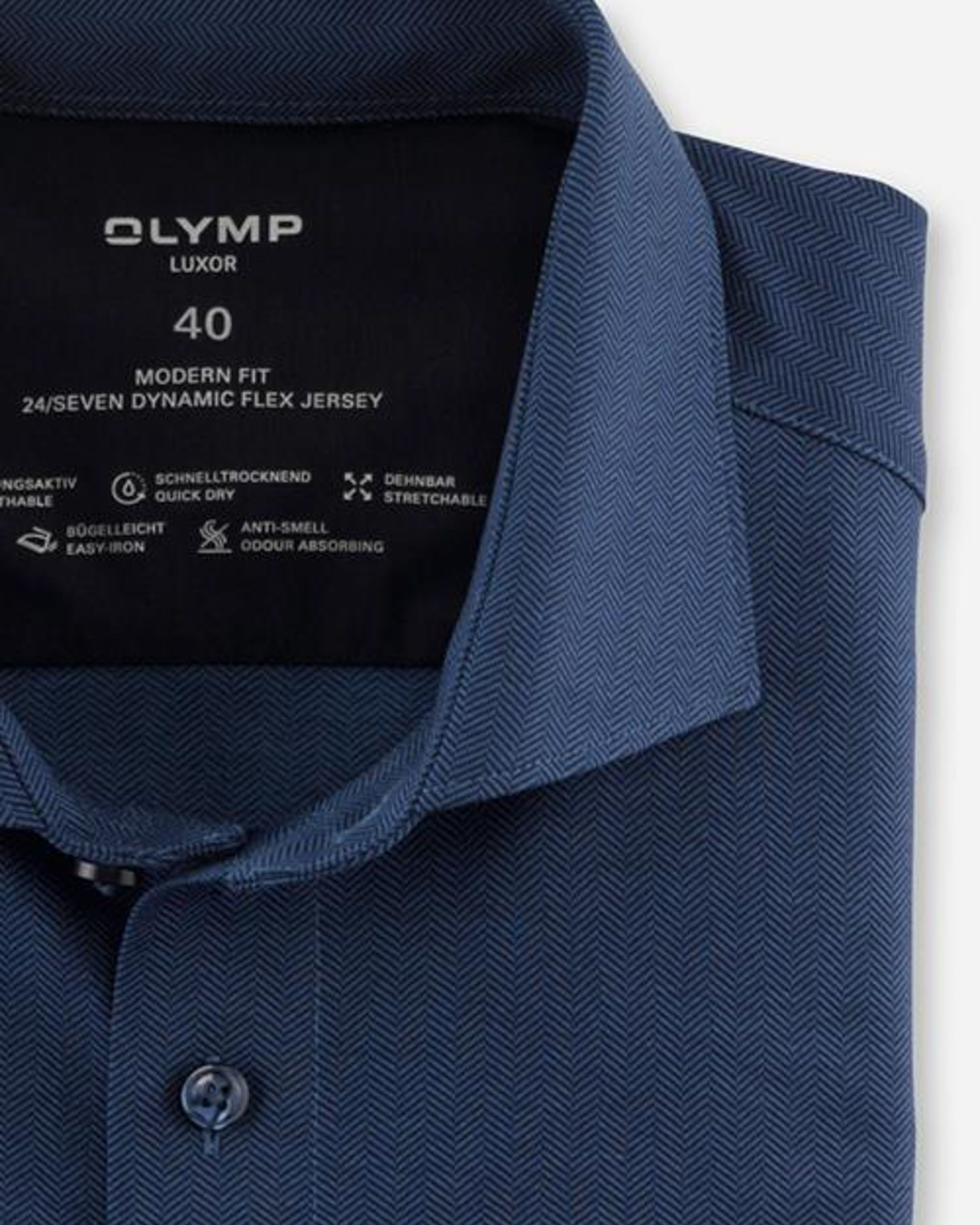 OLYMP 24/7 Modern Fit Overhemd LM Blauw 080224-001-47