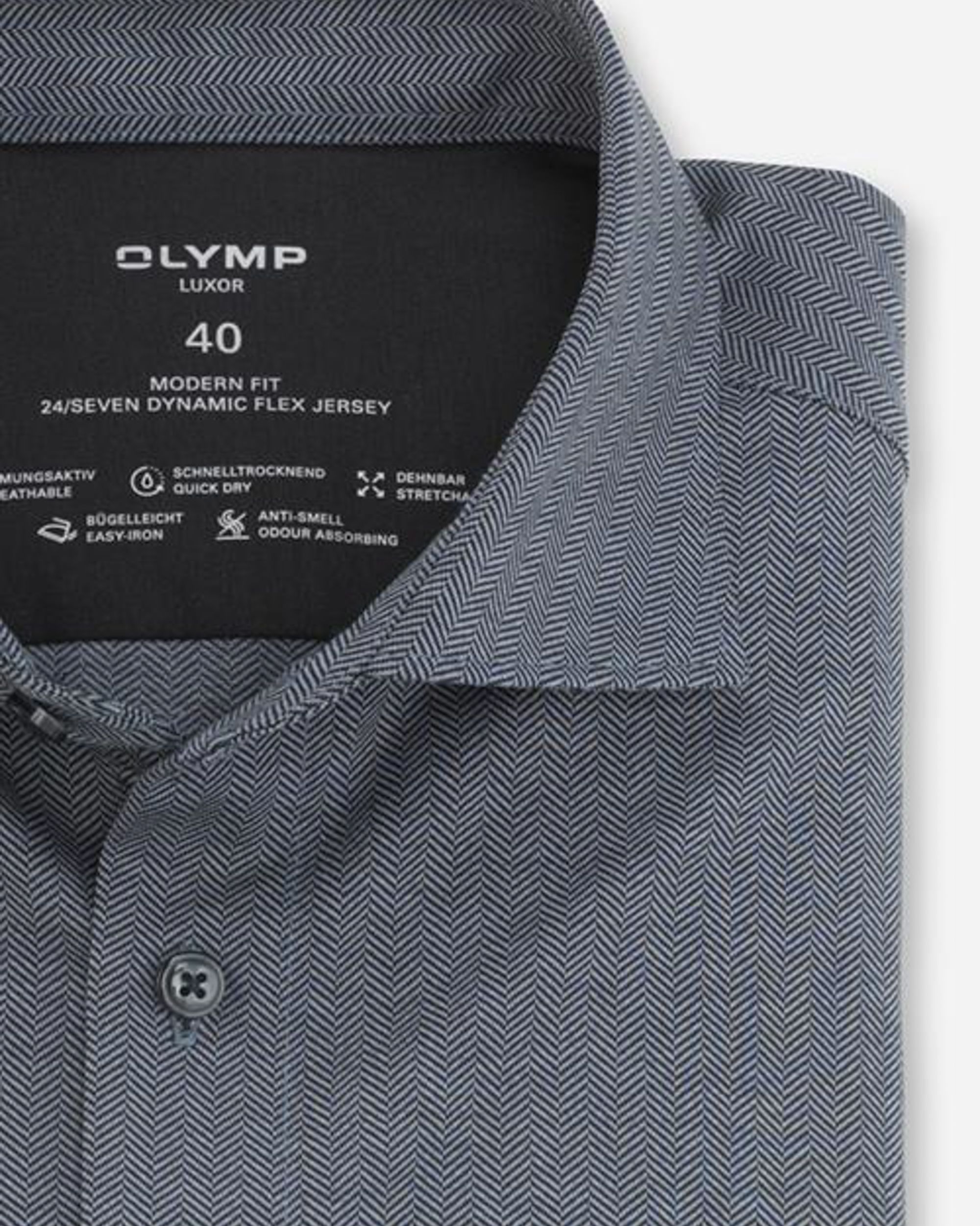 OLYMP 24/7 Modern Fit Overhemd LM Antraciet 080225-001-47