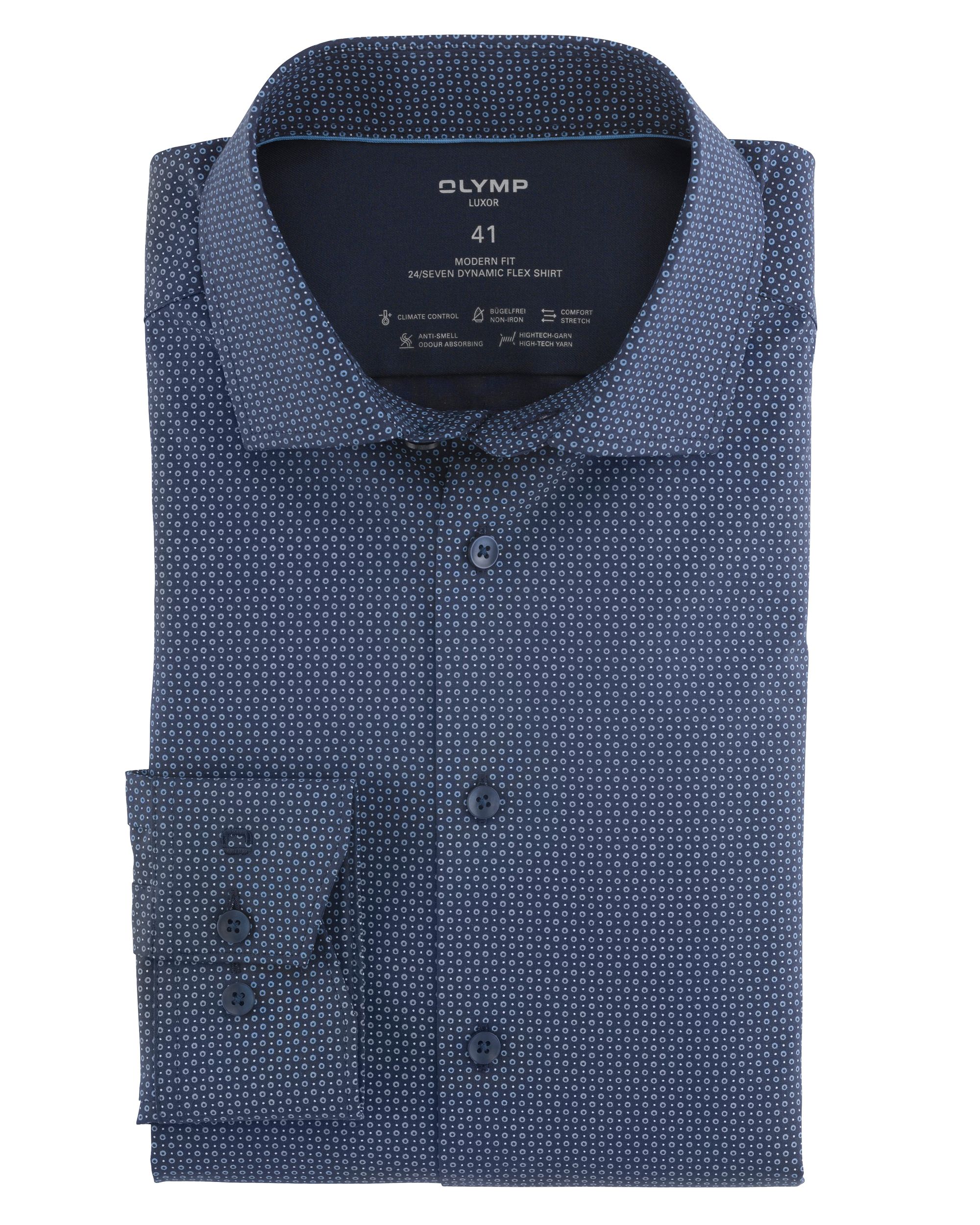 OLYMP Modern Fit Overhemd LM Donker blauw 080226-001-47