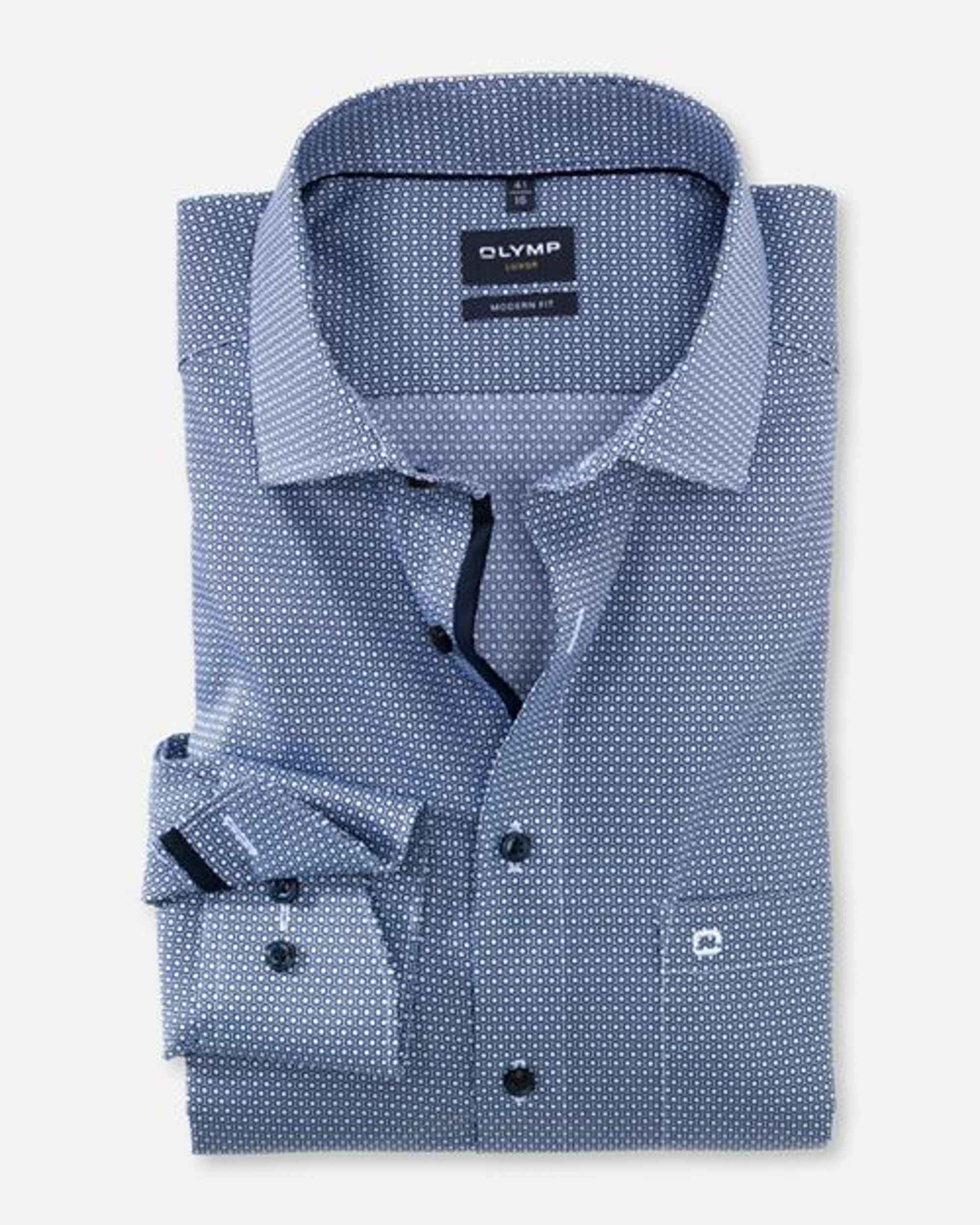 OLYMP Modern Fit Overhemd LM Blauw 080229-001-47