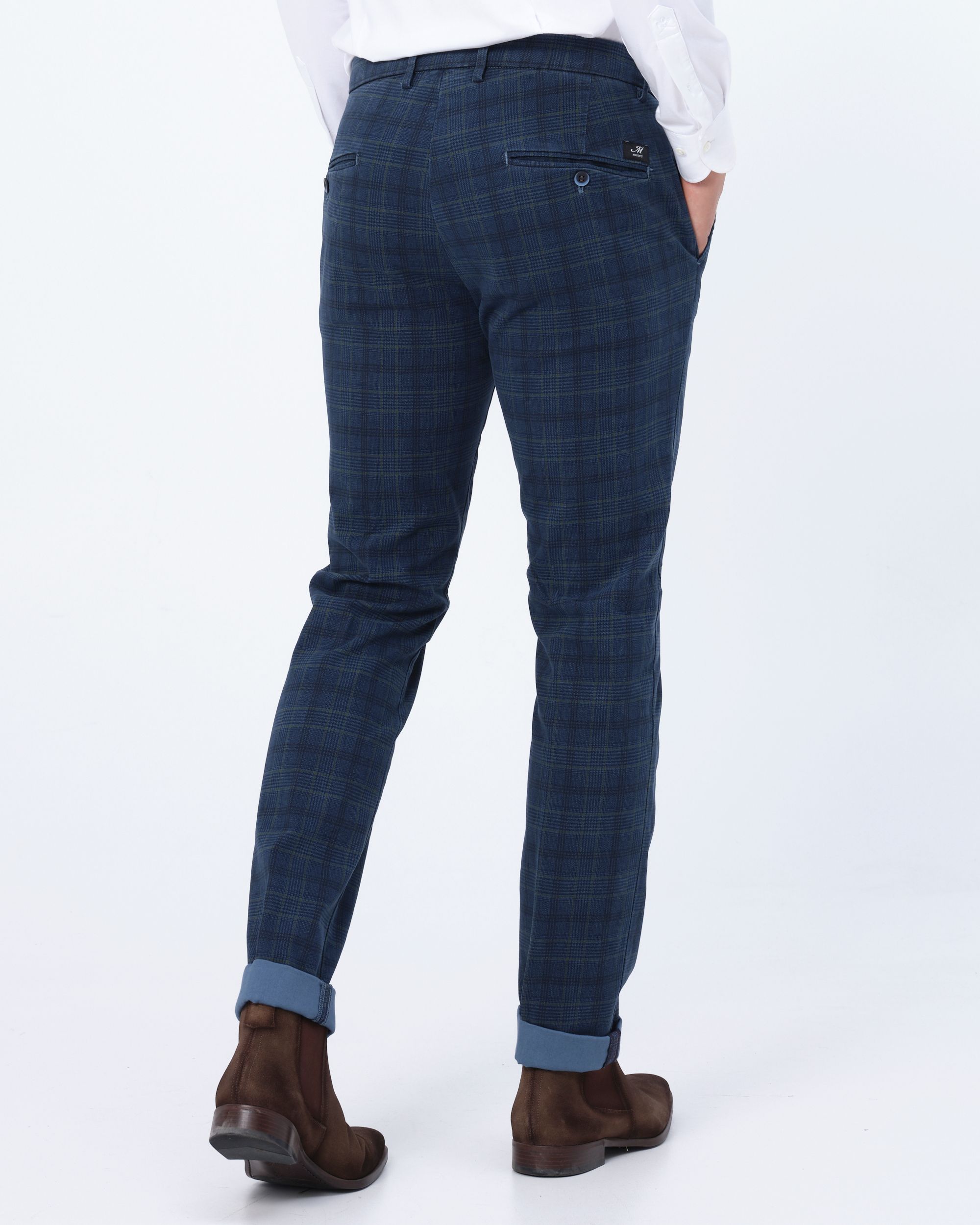 Mason's Torino Style Chino Blauw ruit 080769-001-46