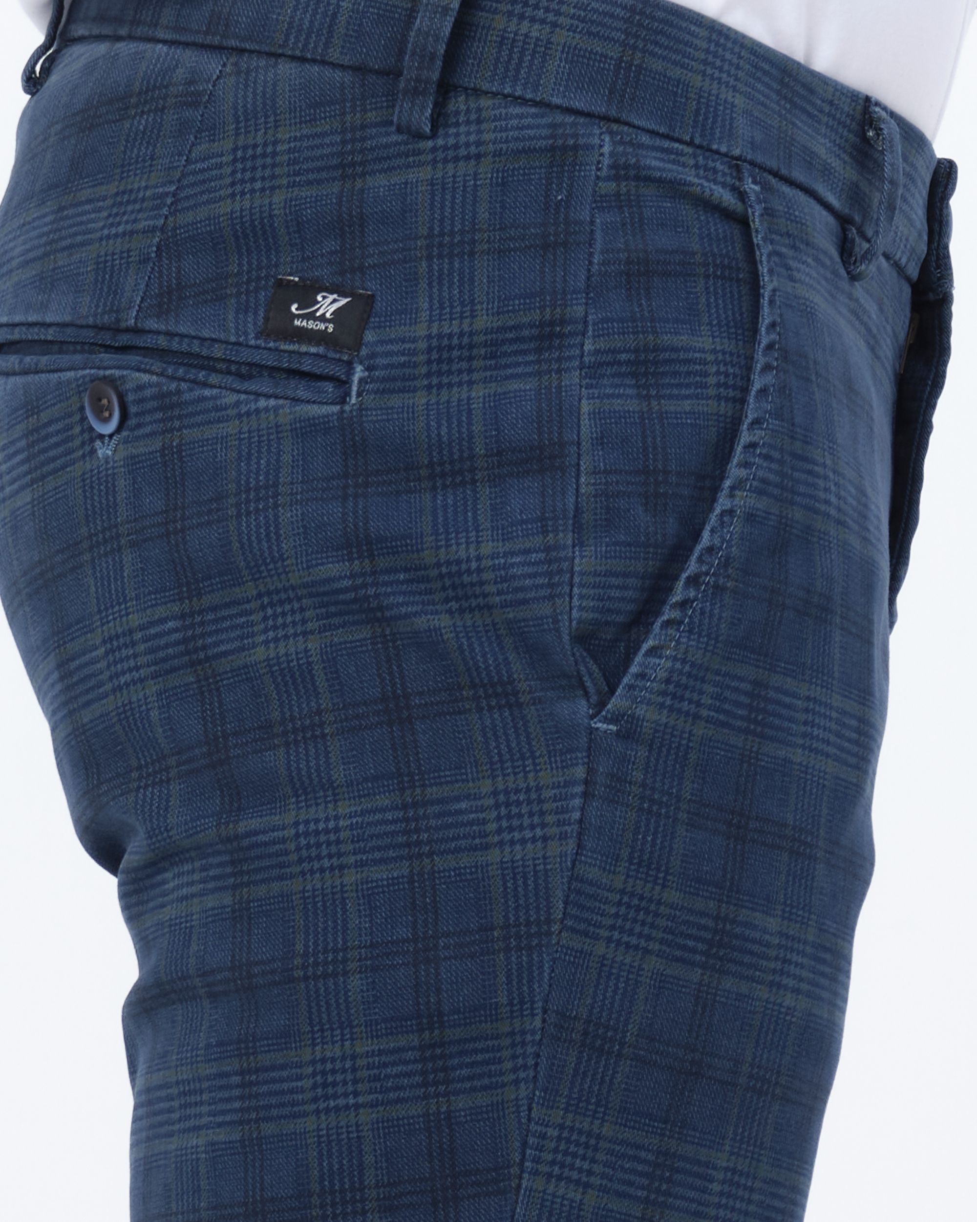 Mason's Torino Style Chino Blauw ruit 080769-001-46