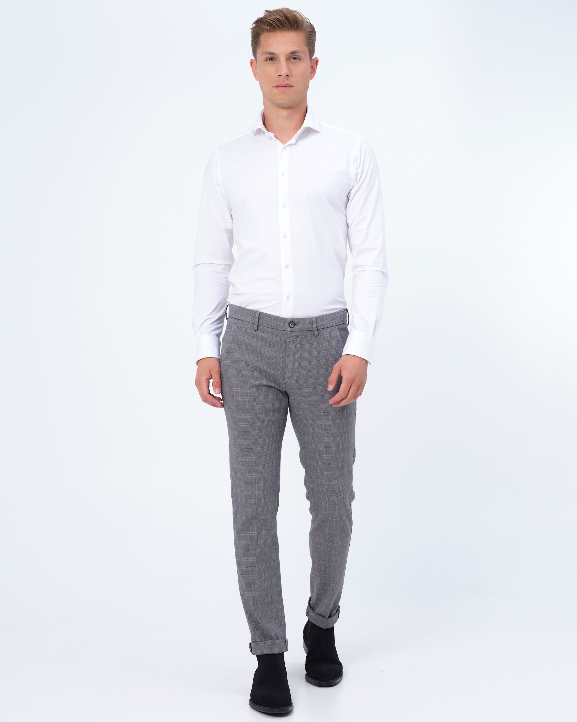 Mason's Torino Style Chino Grijs ruit 080771-001-46