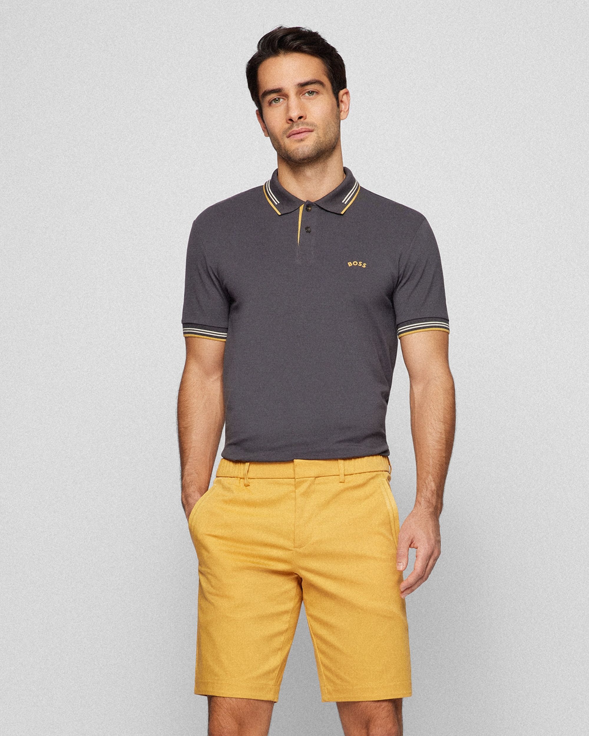 Boss Leisure Paul Curved Polo KM Donker grijs 080873-001-L