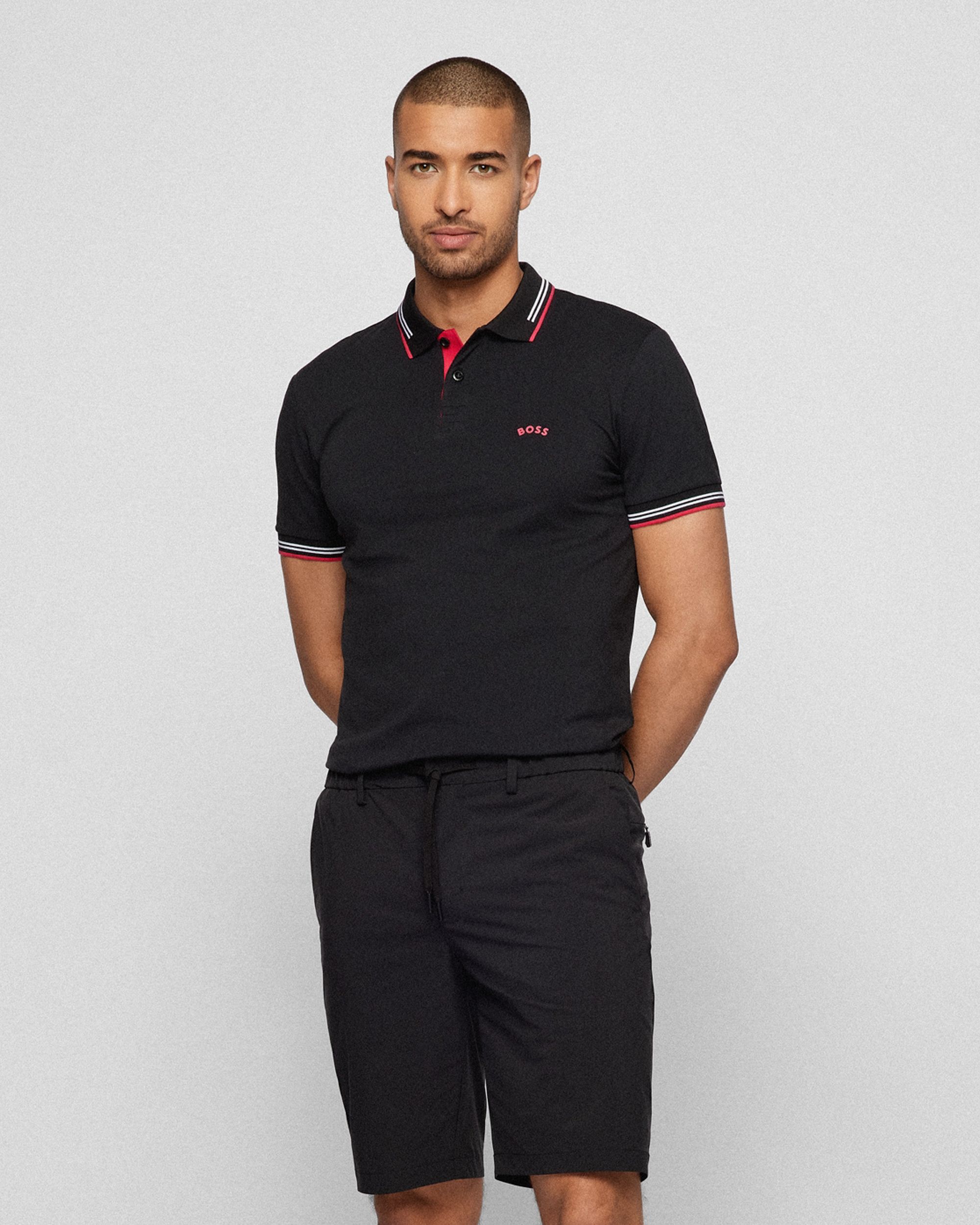 Hugo Boss Leisure Paul Curved Polo KM Zwart 080874-001-L