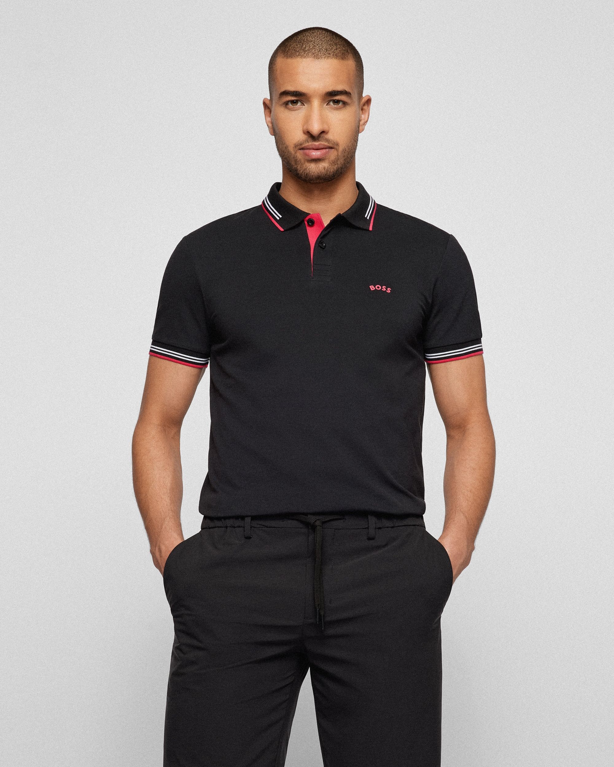 Hugo Boss Leisure Paul Curved Polo KM Zwart 080874-001-L