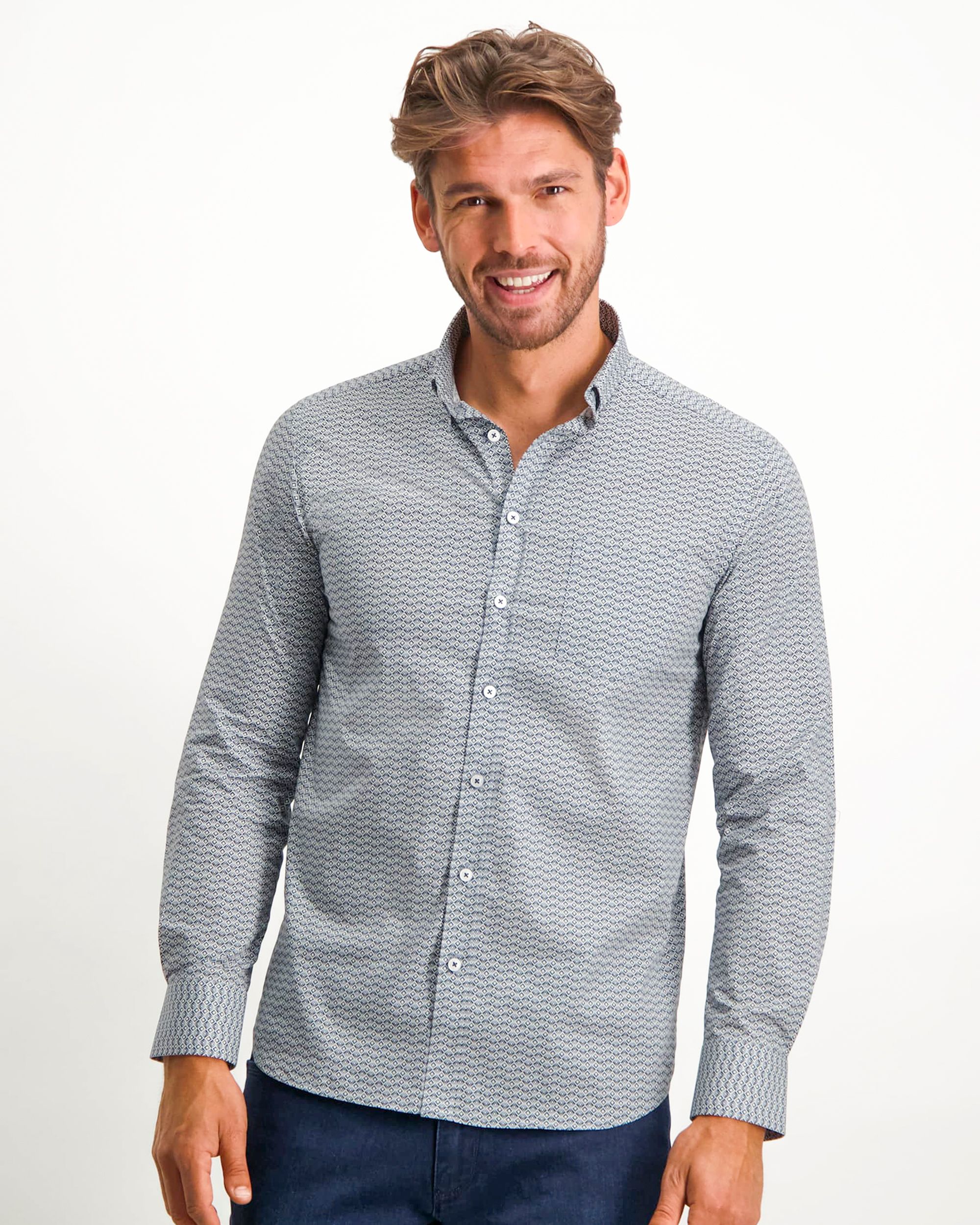 State of Art Casual Overhemd LM Licht blauw 081084-001-4XL