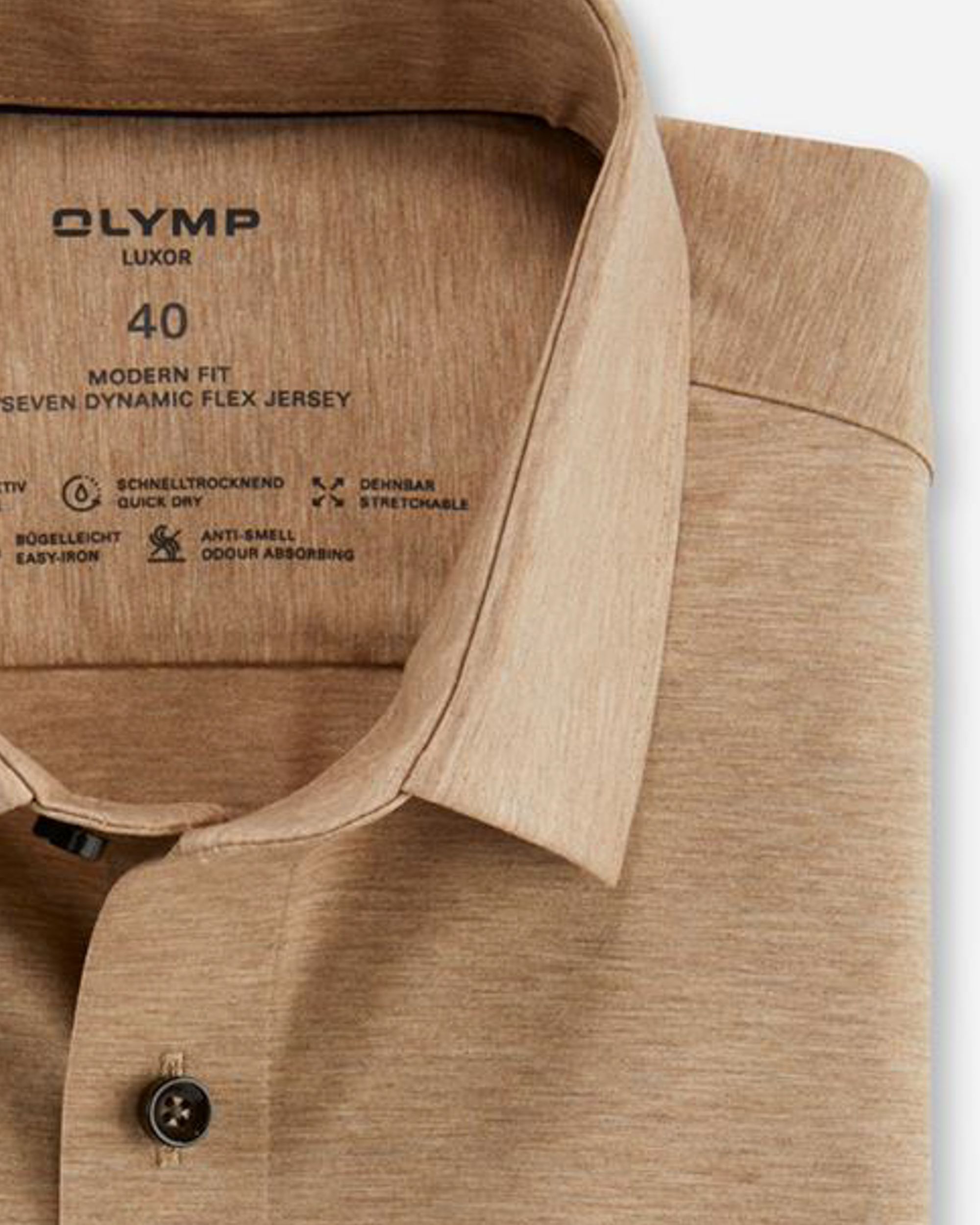 OLYMP 24/7 Modern Fit Overhemd LM Beige 081393-001-47