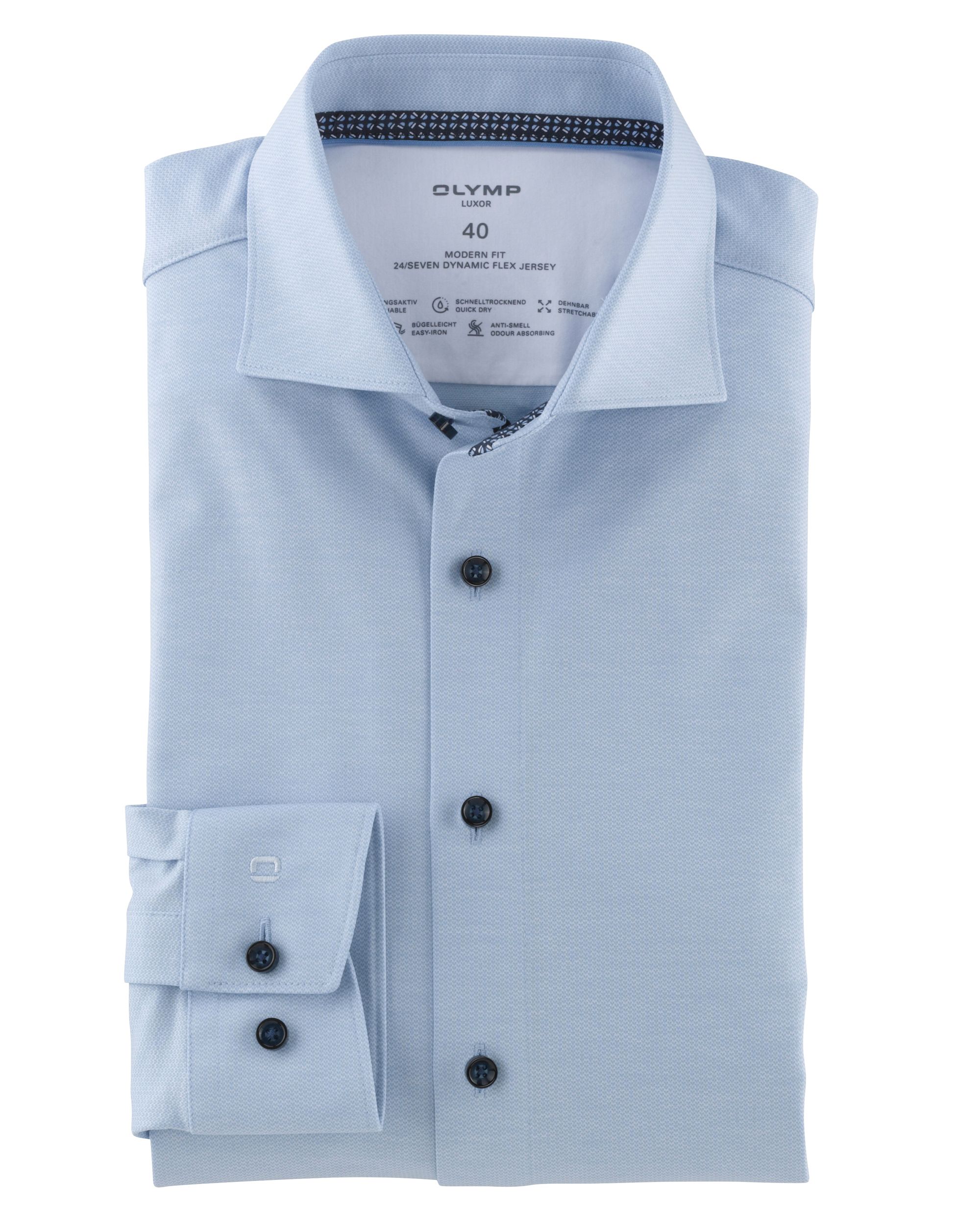 OLYMP 24/7 Modern Fit Overhemd LM Blauw 081395-001-47