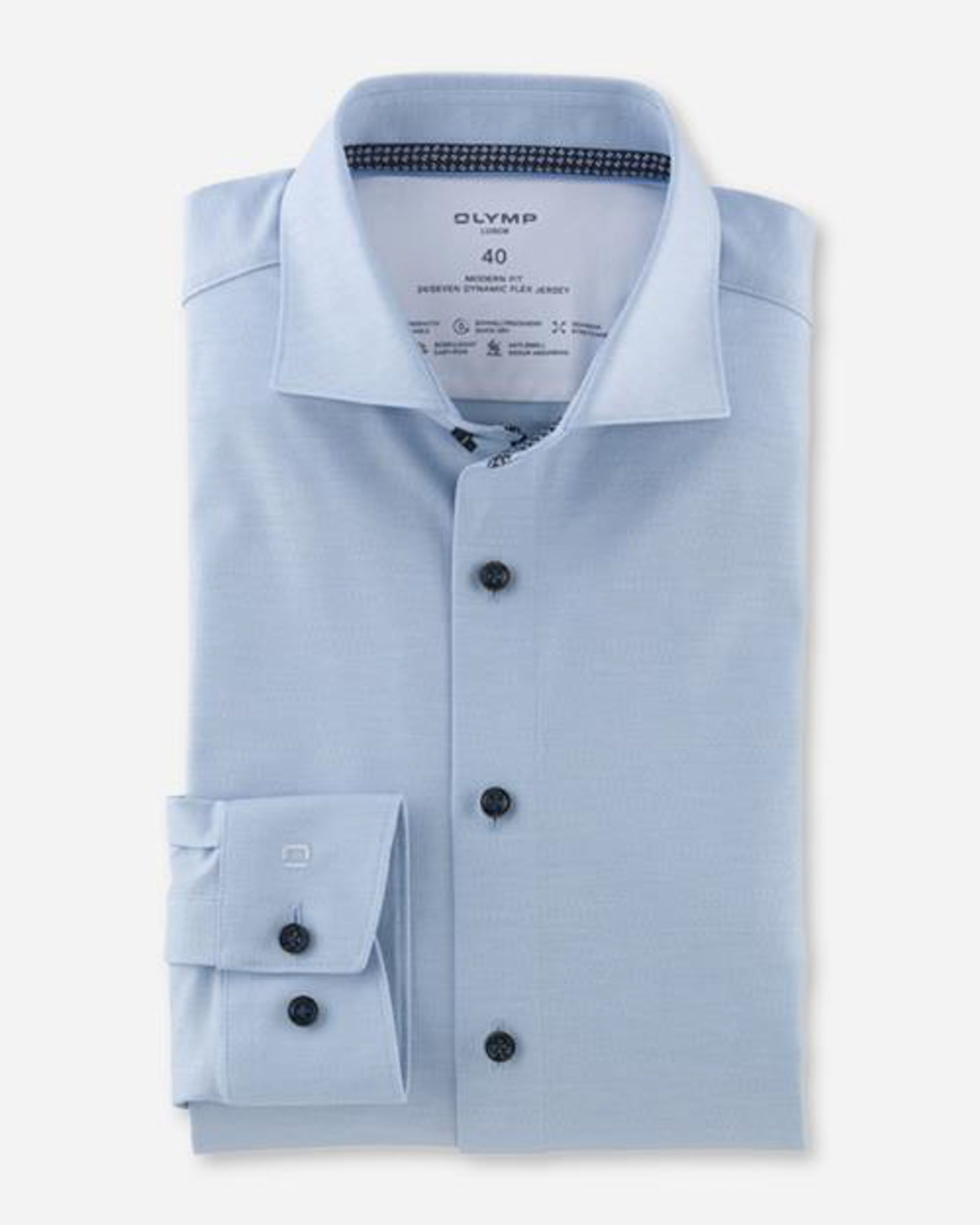 OLYMP 24/7 Modern Fit Overhemd LM Blauw 081395-001-47