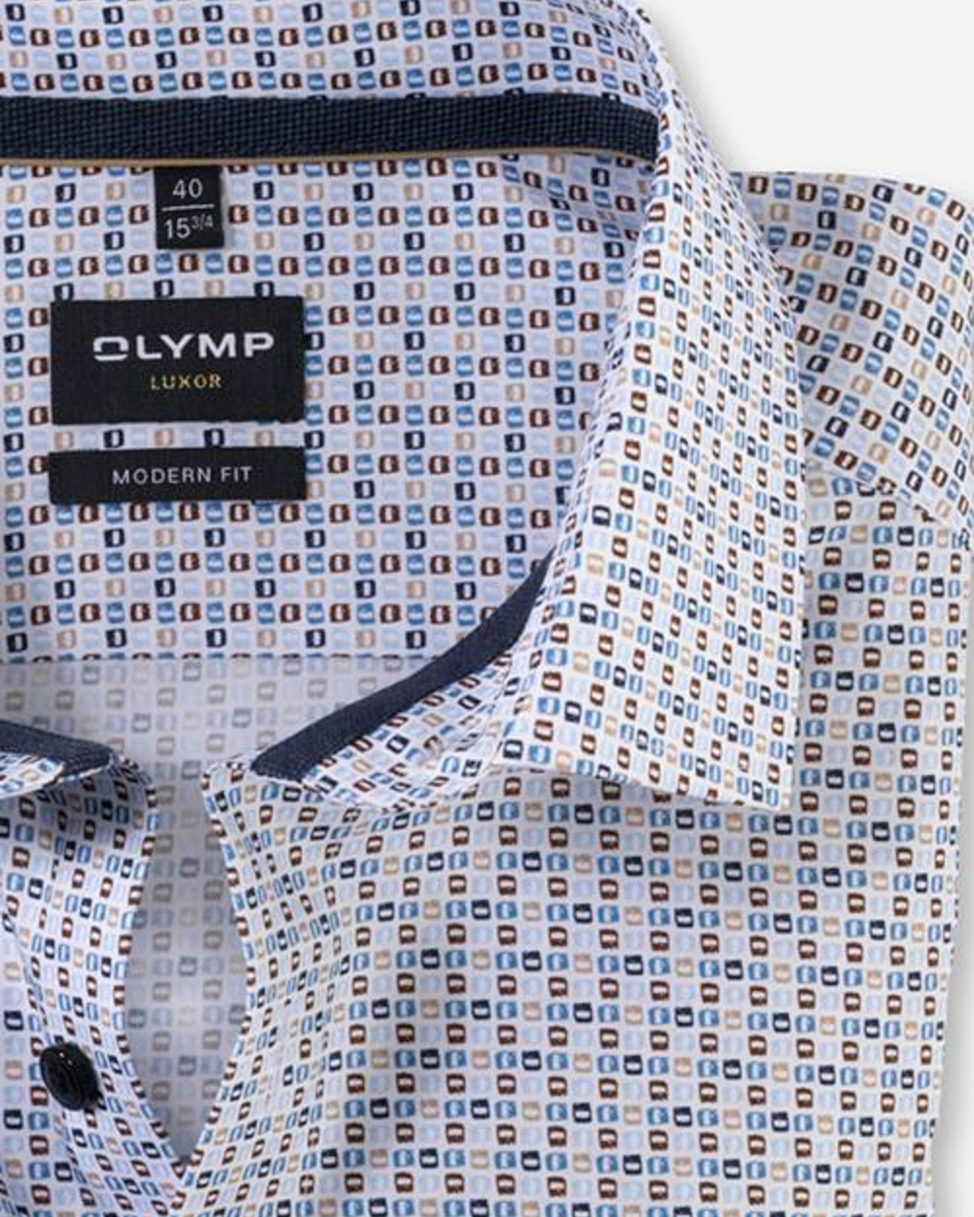 OLYMP 24/7 Modern Fit Overhemd LM Beige 081402-001-47
