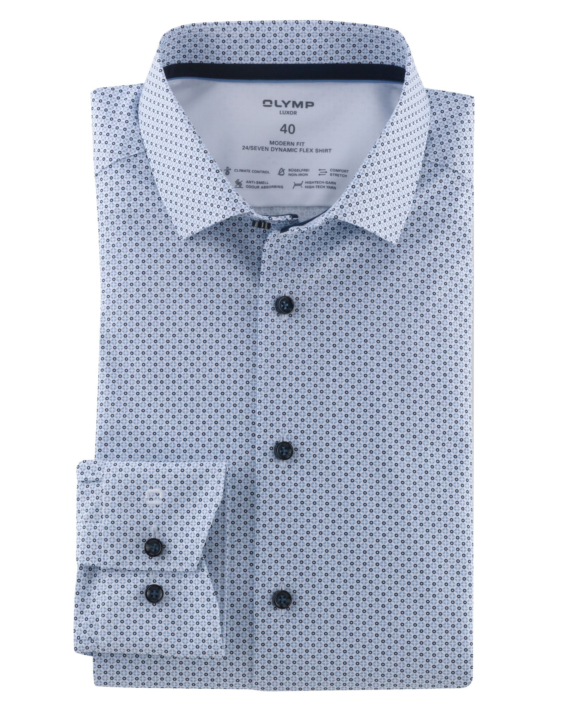 OLYMP Modern Fit Overhemd LM Blauw 081404-001-37