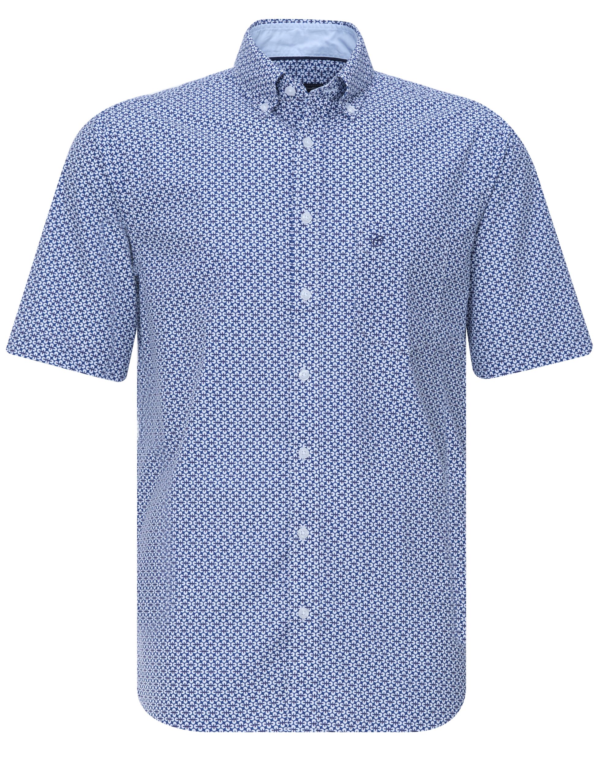 Campbell Casual Overhemd KM Blauw dessin 081471-001-L