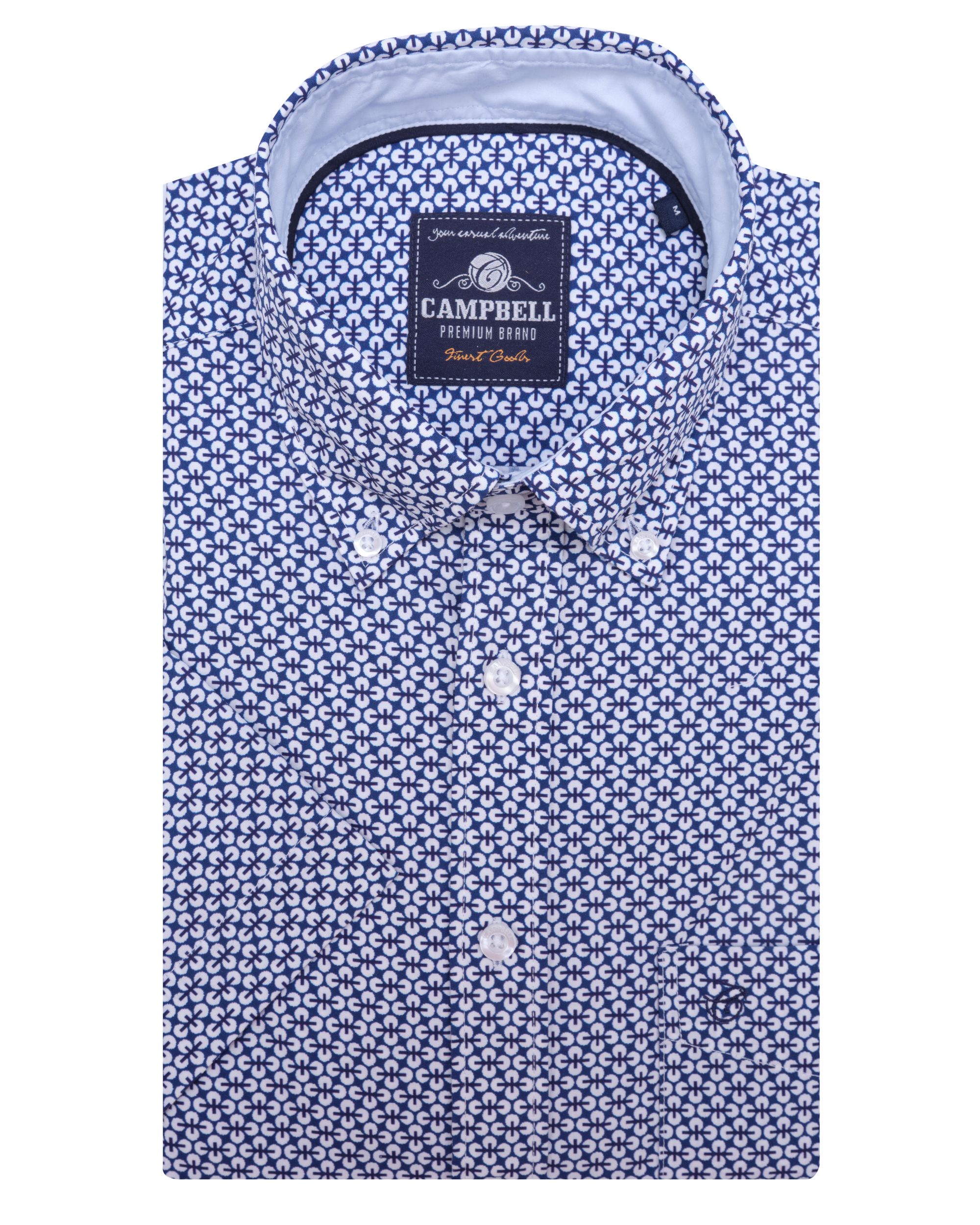 Campbell Casual Overhemd KM Blauw dessin 081471-001-L