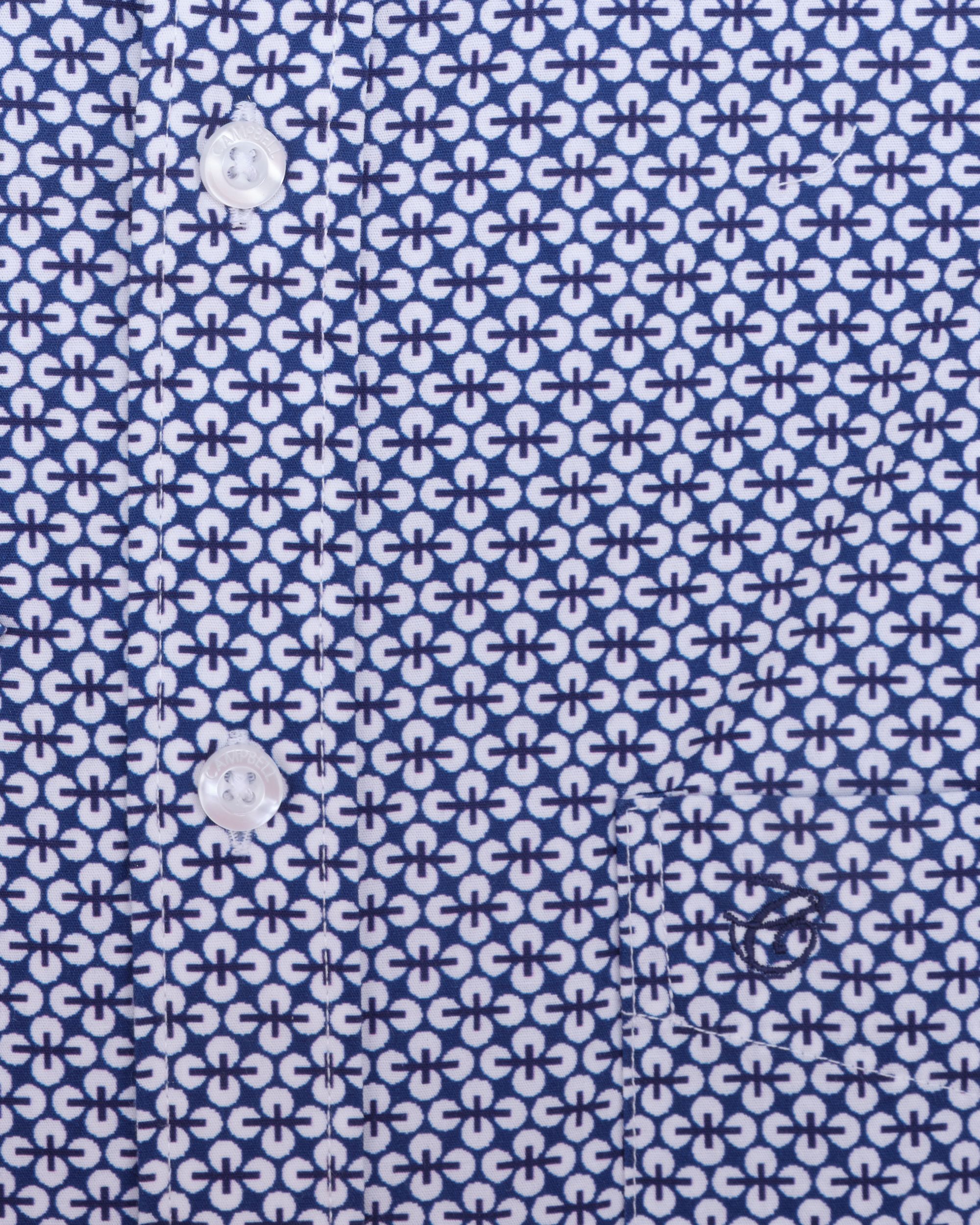 Campbell Casual Overhemd KM Blauw dessin 081471-001-L
