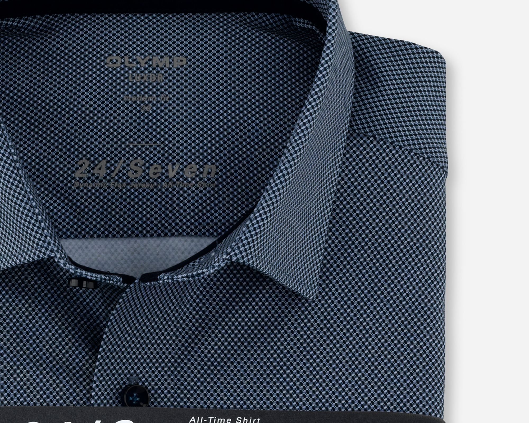 OLYMP Overhemd KM Donker blauw 081500-001-37