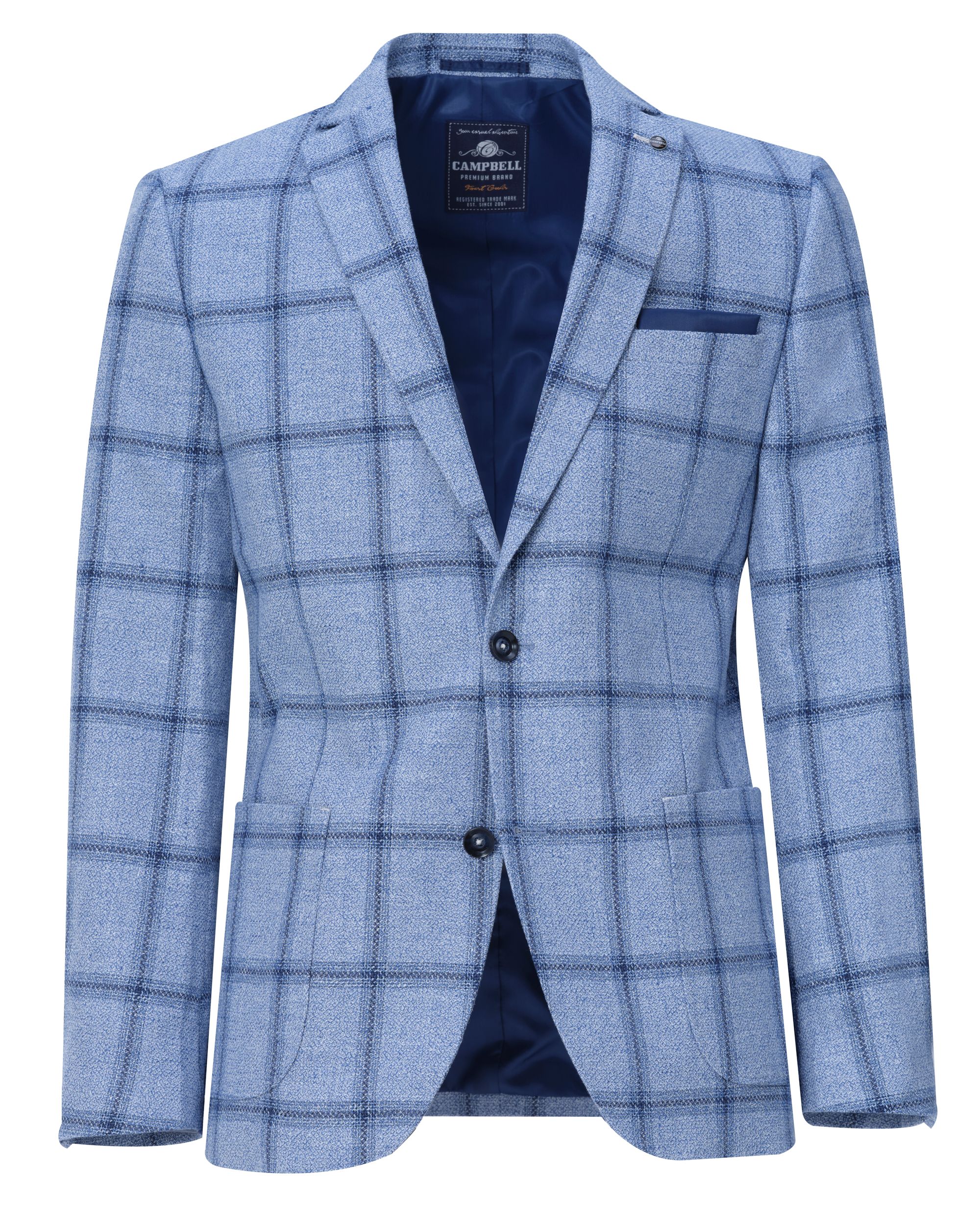 Campbell Classic Blazer L.blauw grote ruit 081512-001-48