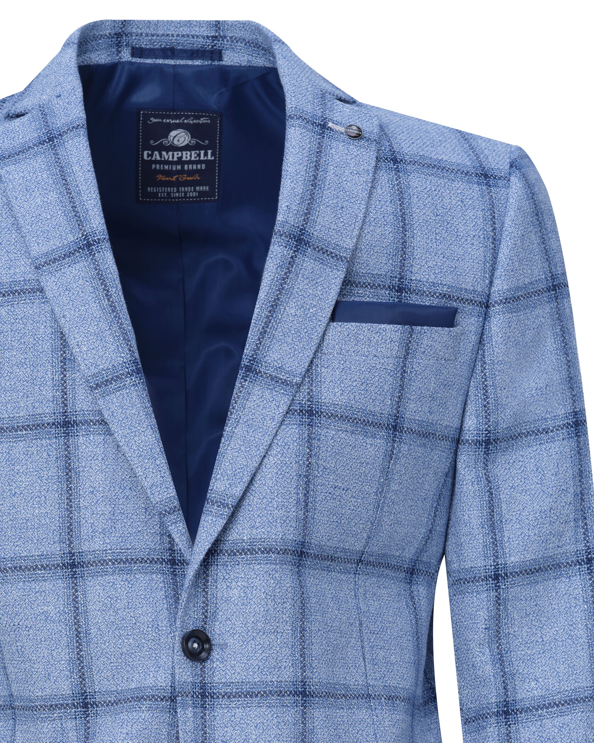 Campbell Classic Blazer L.blauw grote ruit 081512-001-48