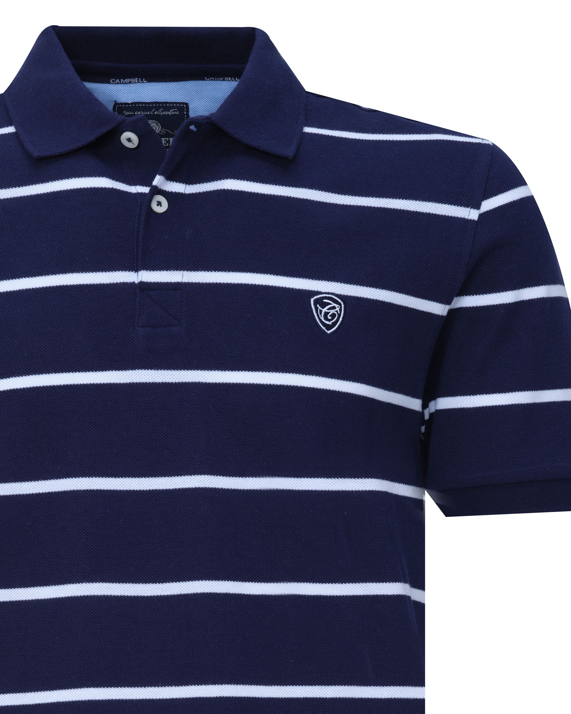 Campbell Classic Carlton Polo KM Navy streep 081531-001-L