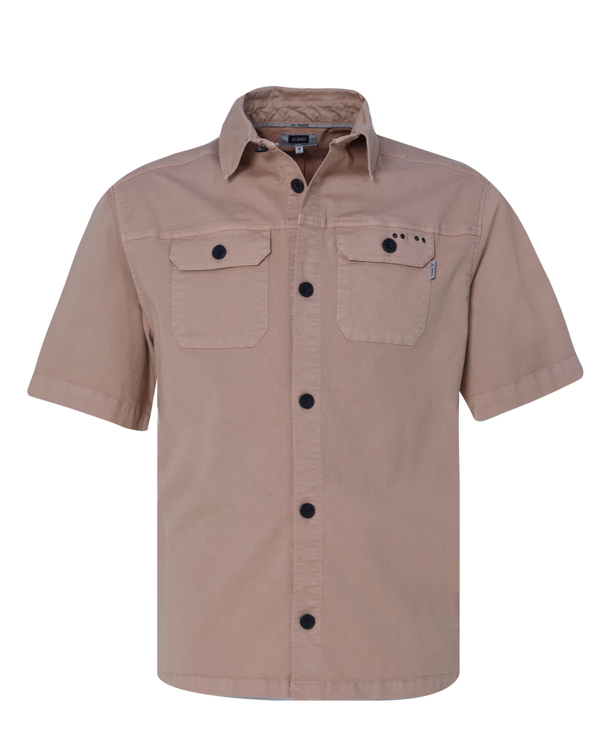 J.C. RAGS Casual Overhemd KM Petrified Oak 081581-003-L