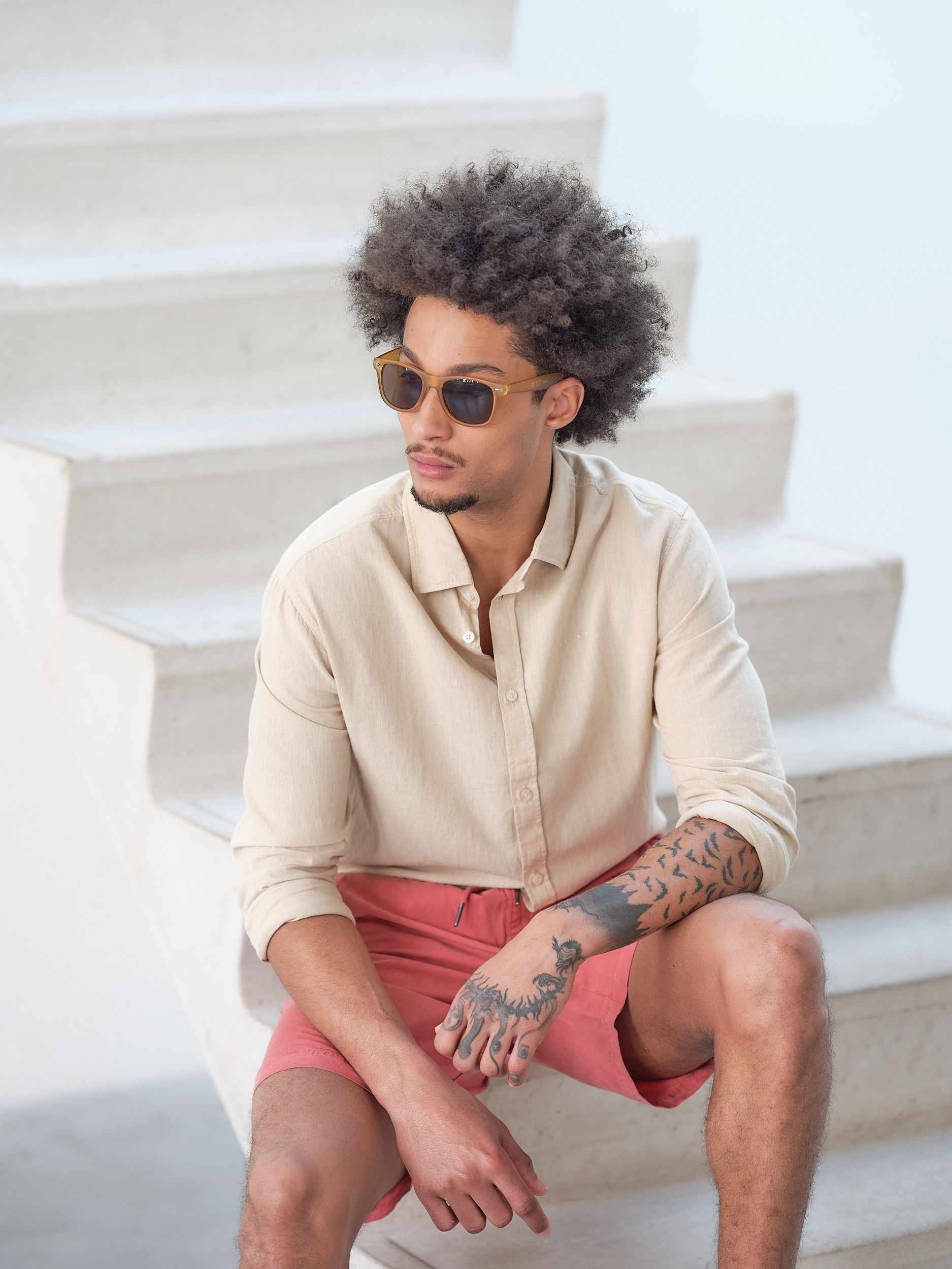 J.C. RAGS Casual Overhemd LM Safari 081589-002-L