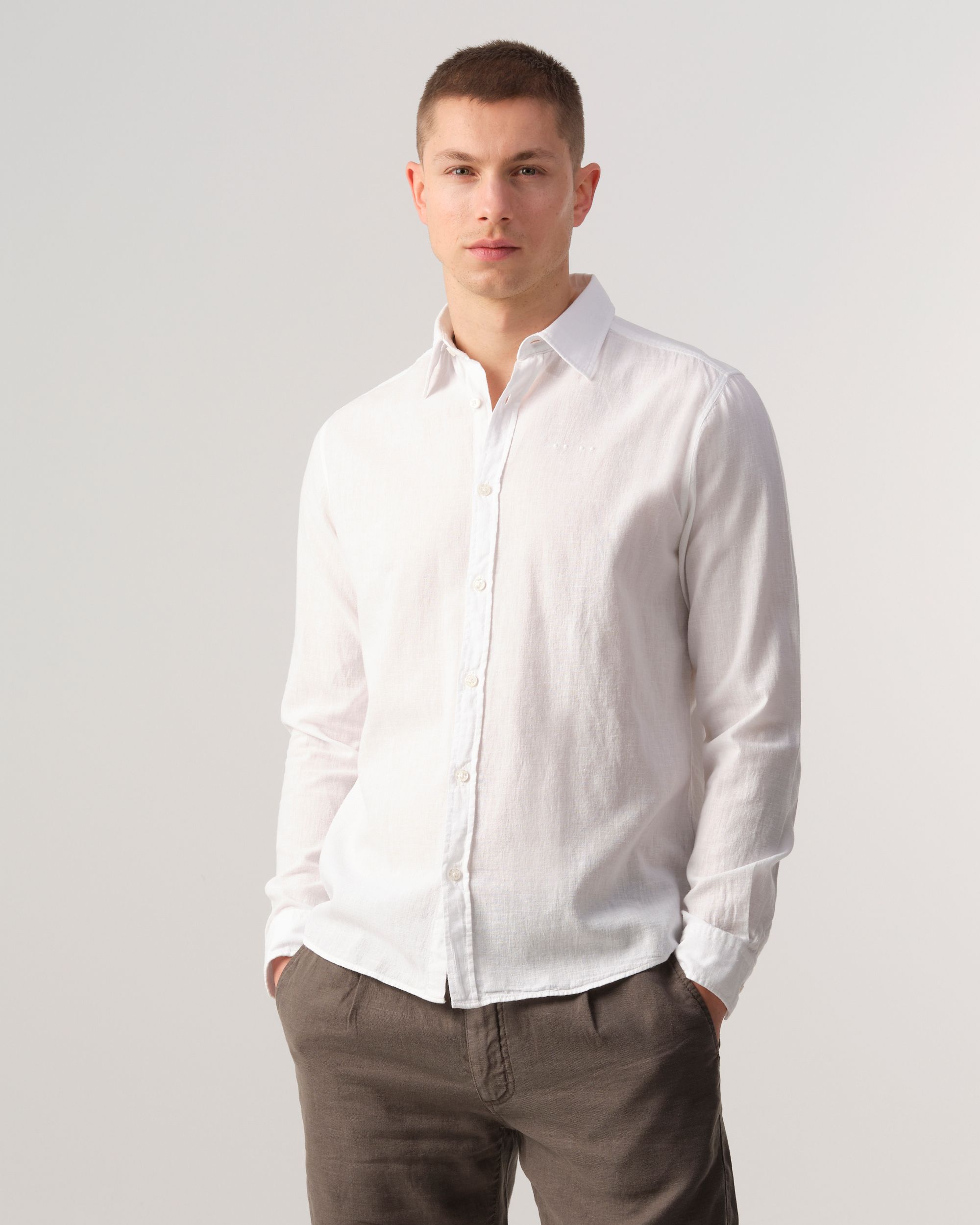 J.C. RAGS Jayden Casual Overhemd LM Coconut milk 081589-009-L