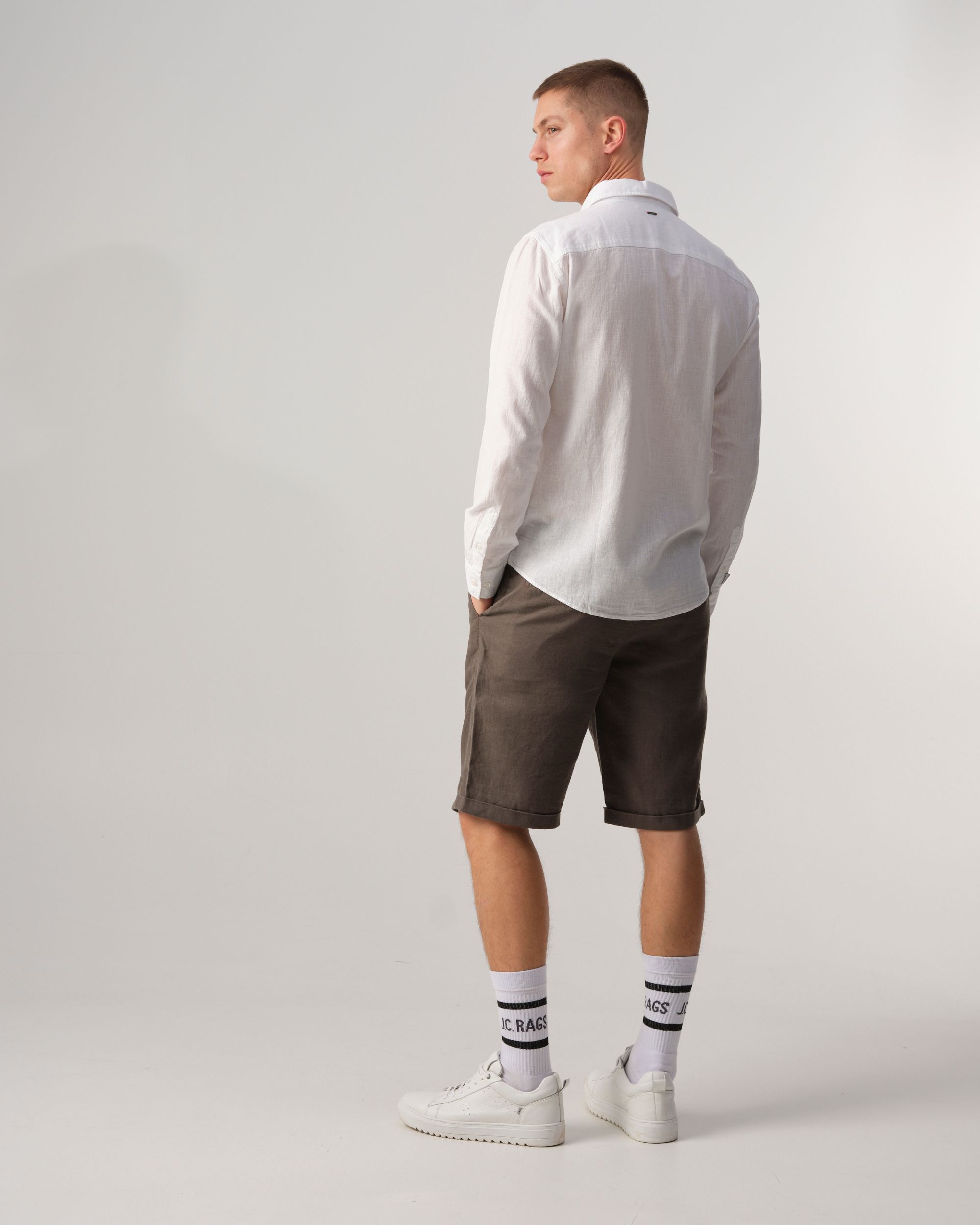 J.C. RAGS Jayden Casual Overhemd LM Coconut milk 081589-009-L