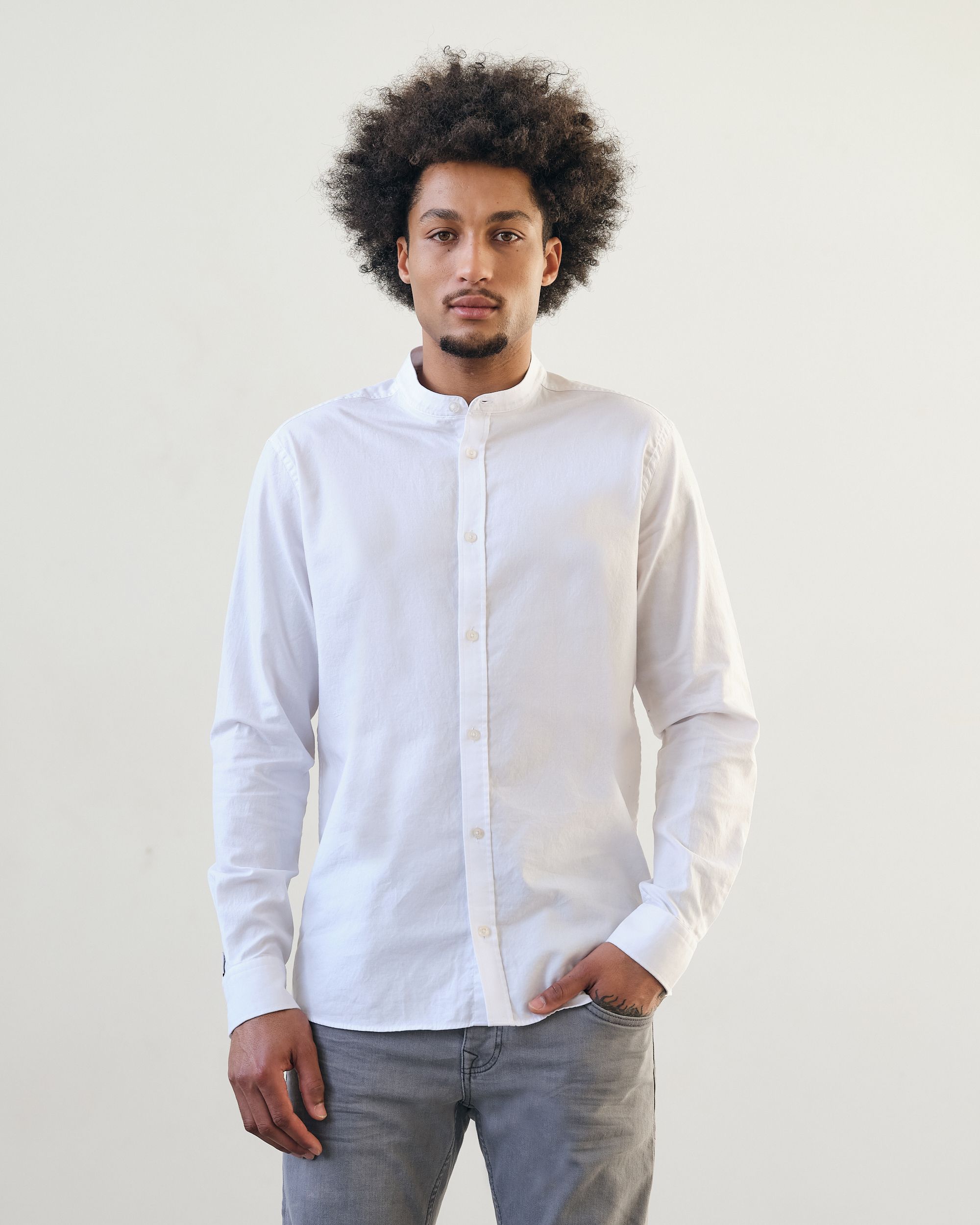 J.C. RAGS Casual Overhemd LM WHITE 081594-001-L