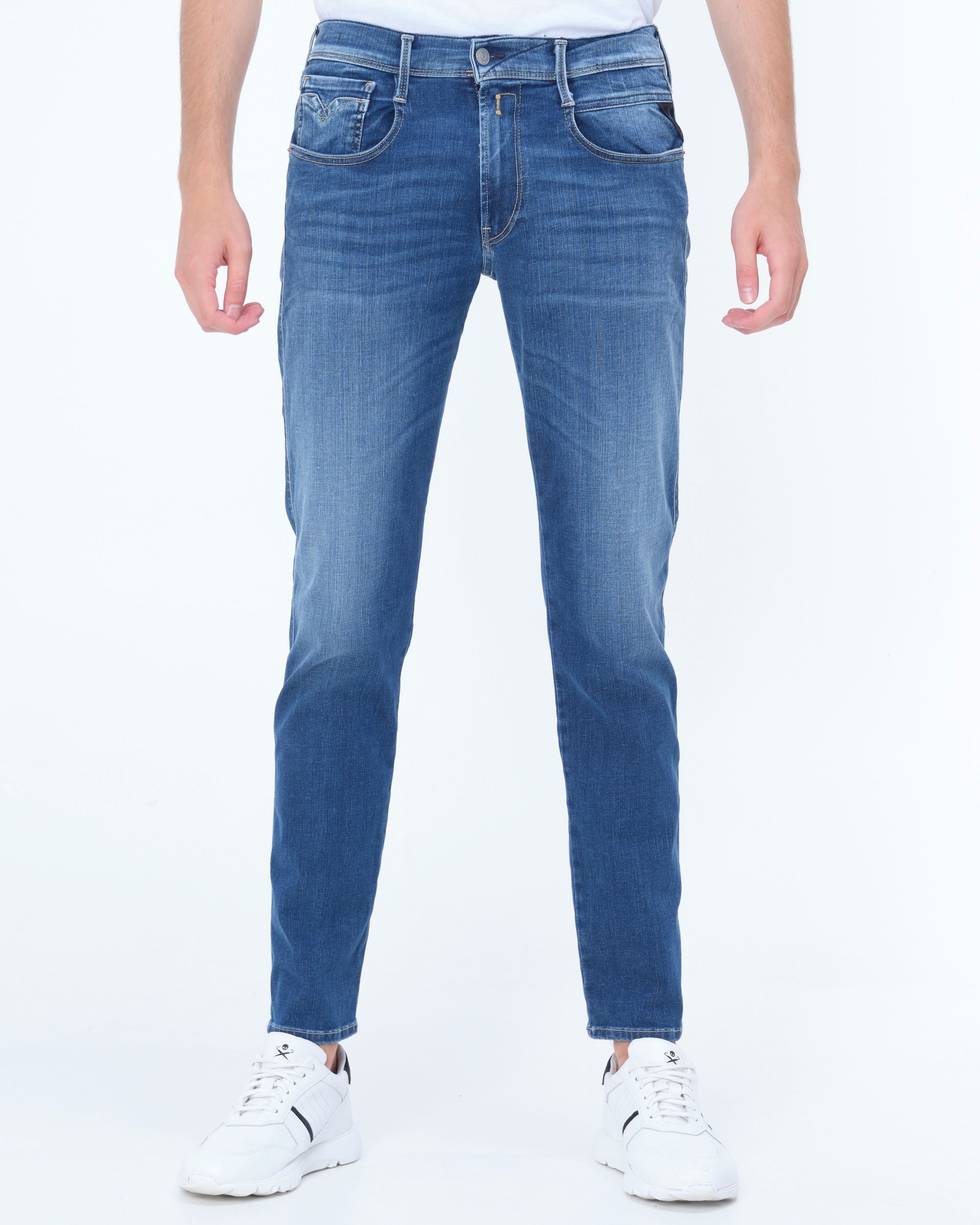 Replay Anbass Hyperflex Jeans Blauw 081768-001-28/32