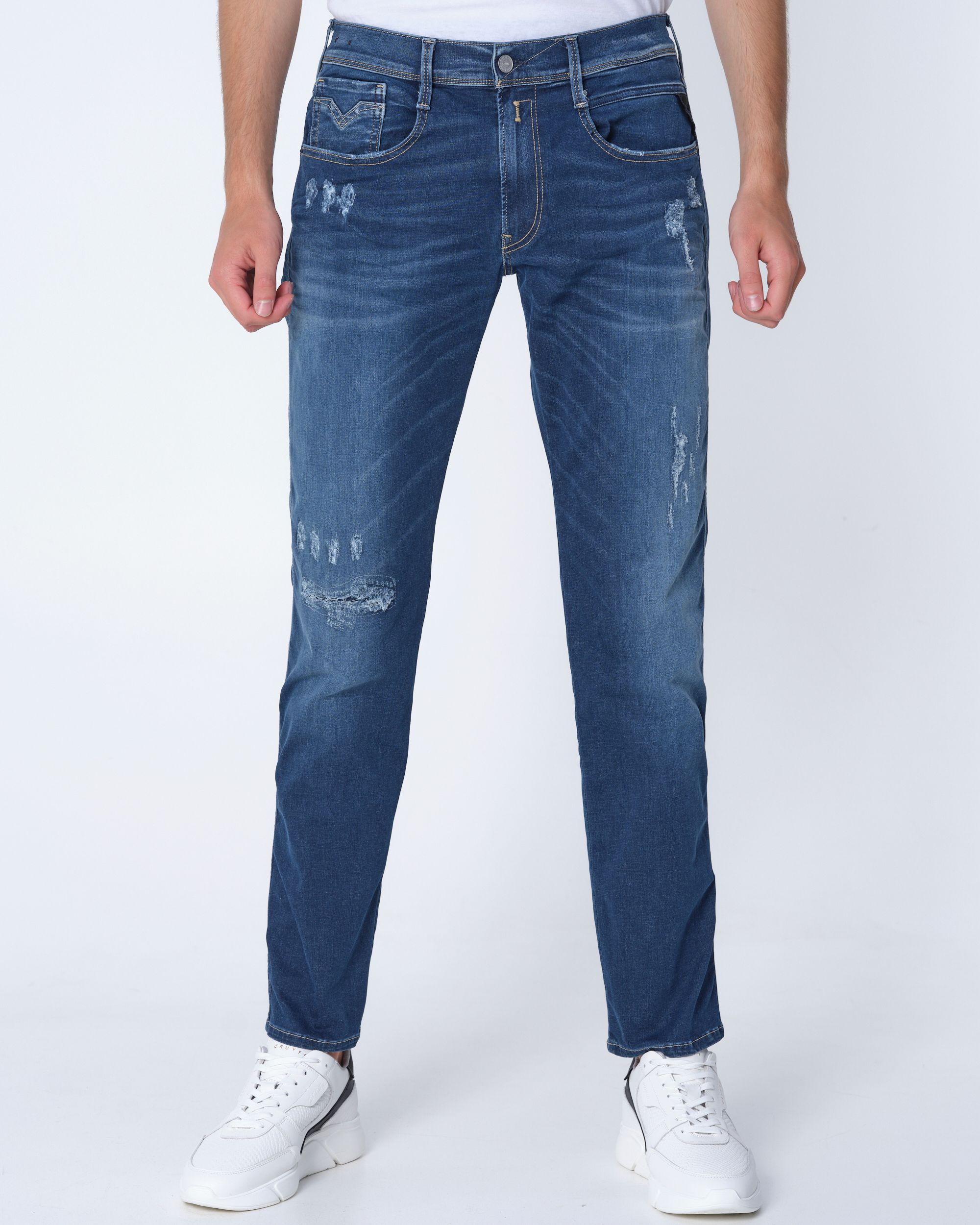 Replay Anbass Hyperflex Broken & Repaired Jeans Blauw 081770-001-28/32