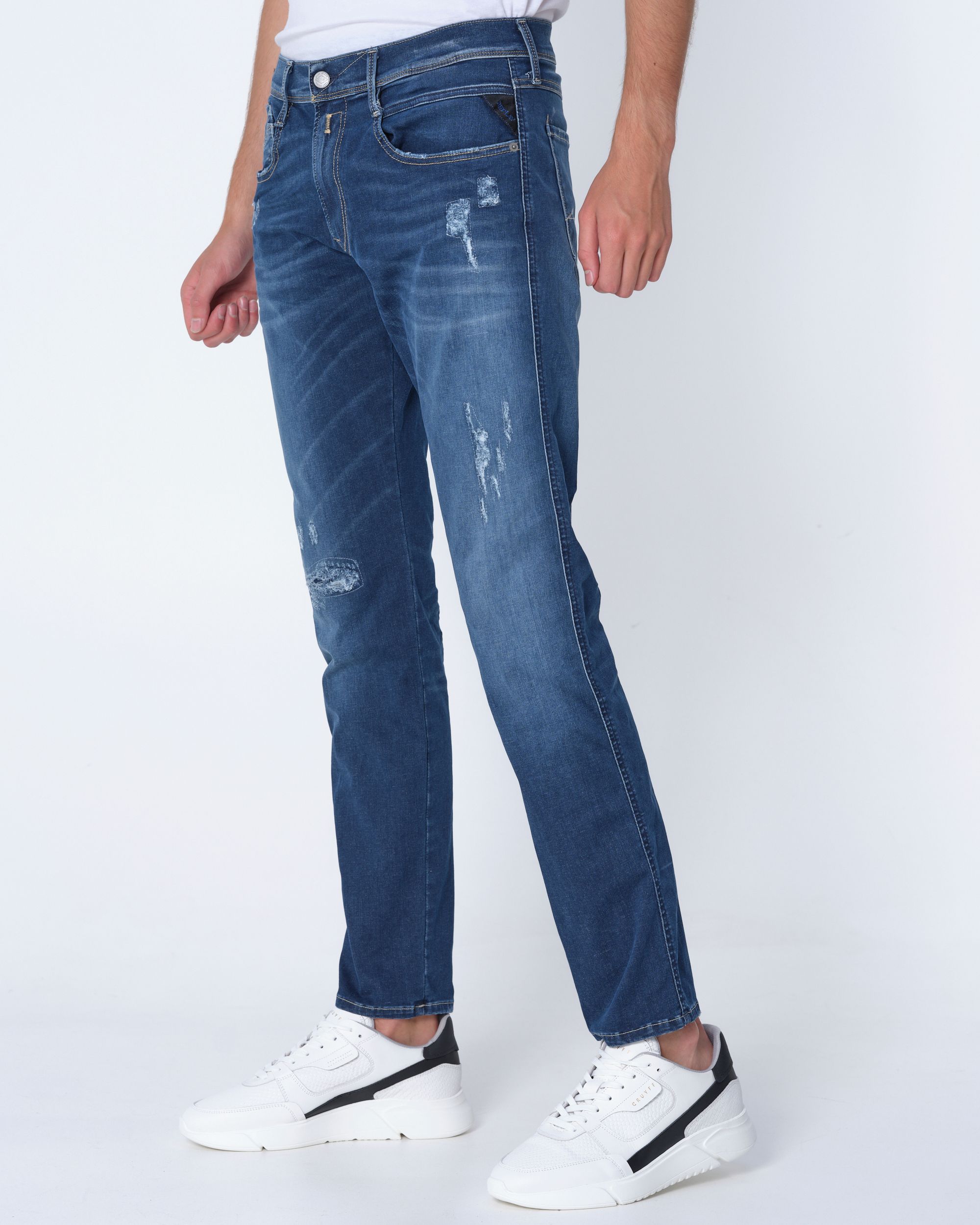 Replay Anbass Hyperflex Broken & Repaired Jeans Blauw 081770-001-28/32