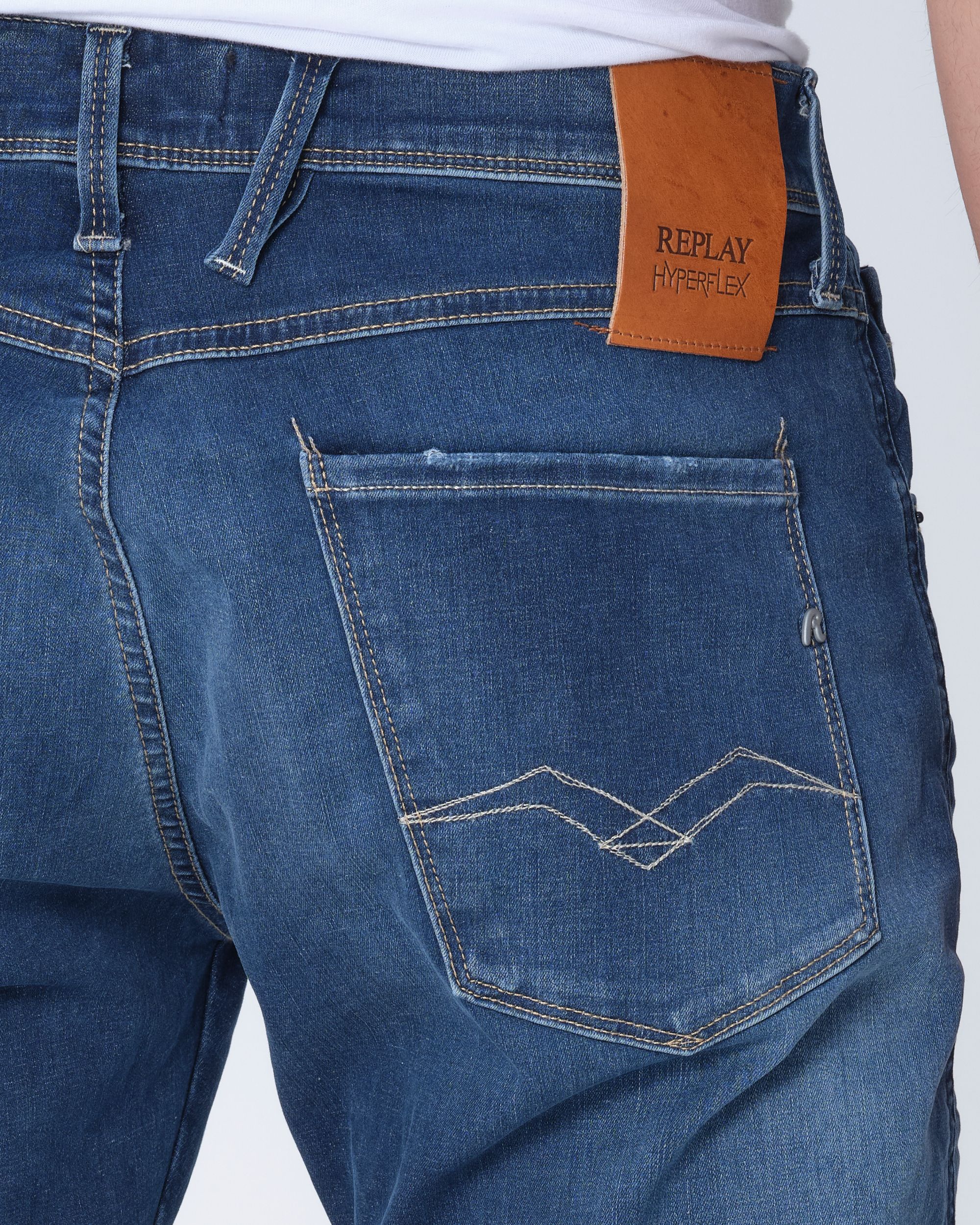 Replay Anbass Hyperflex Broken & Repaired Jeans Blauw 081770-001-28/32