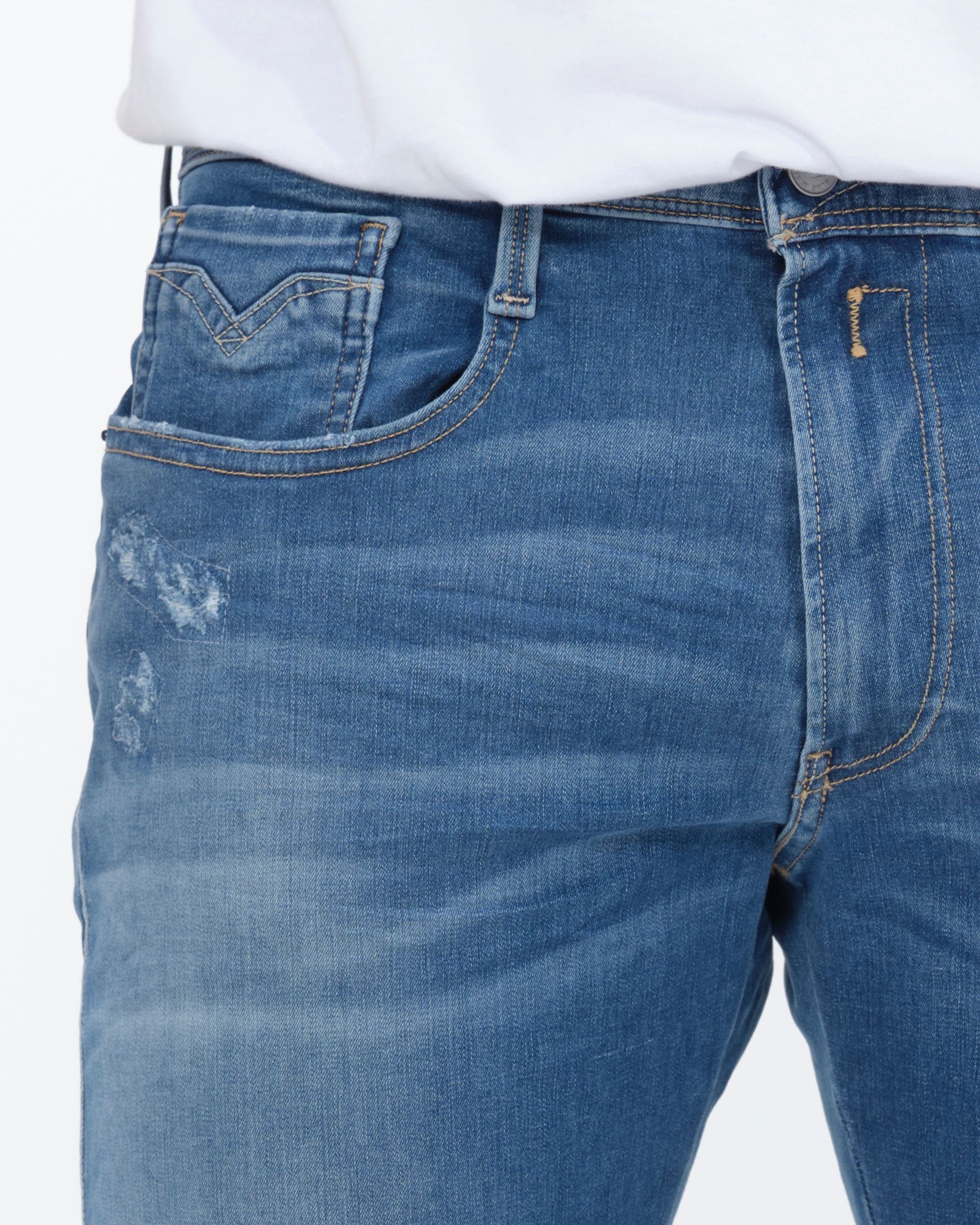 Replay Anbass Hyperflex Broken & Repaired Jeans Blauw 081771-001-28/32