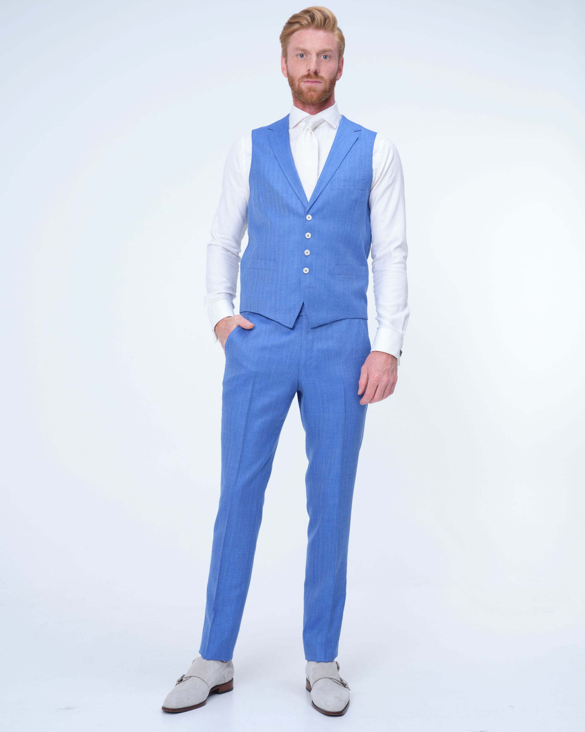 Dutch Dandies Amalfi 3-delig Trouwpak Blauw uni 081821-002-46