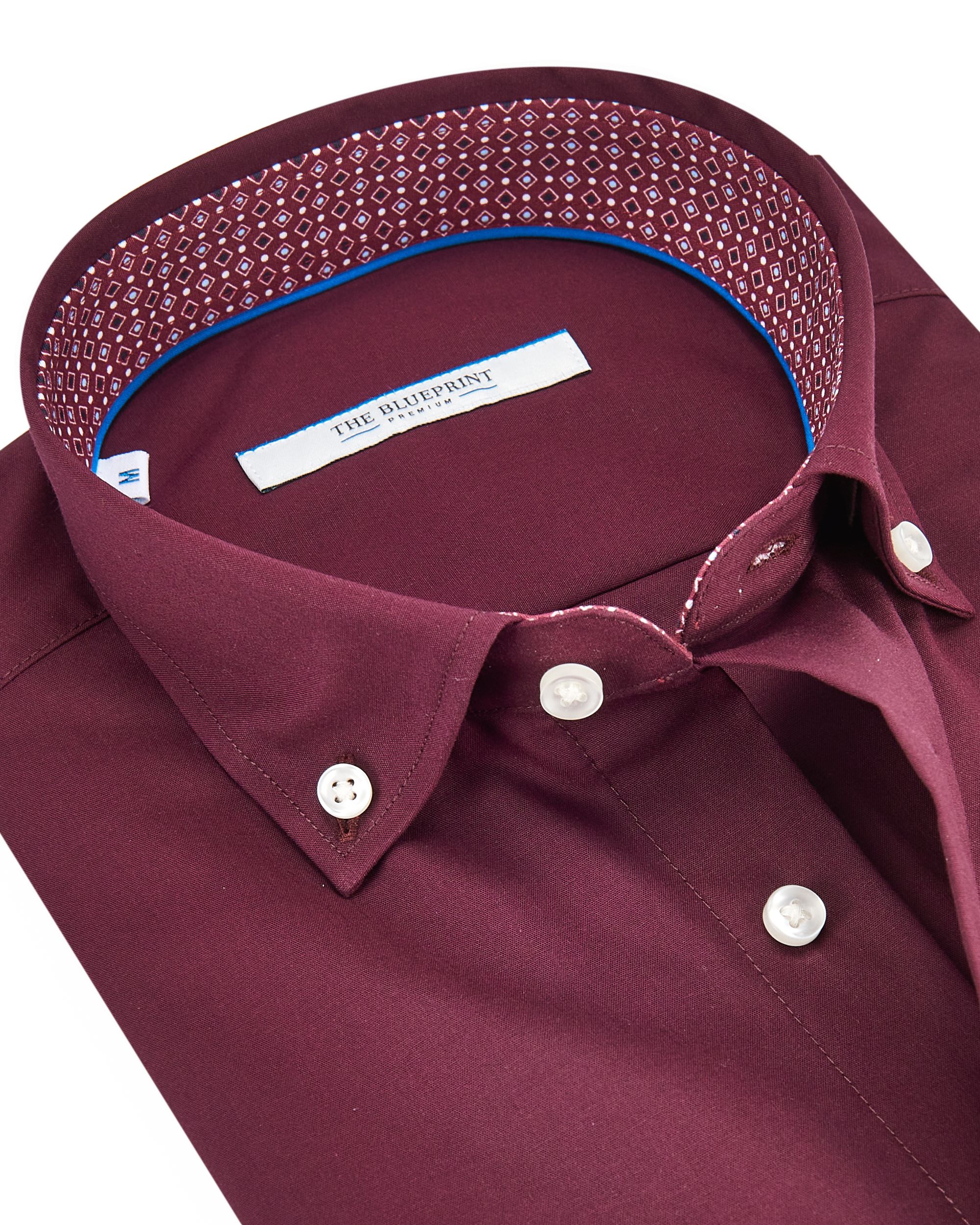 The BLUEPRINT Premium Casual Overhemd LM Bordeaux uni 082207-001-L