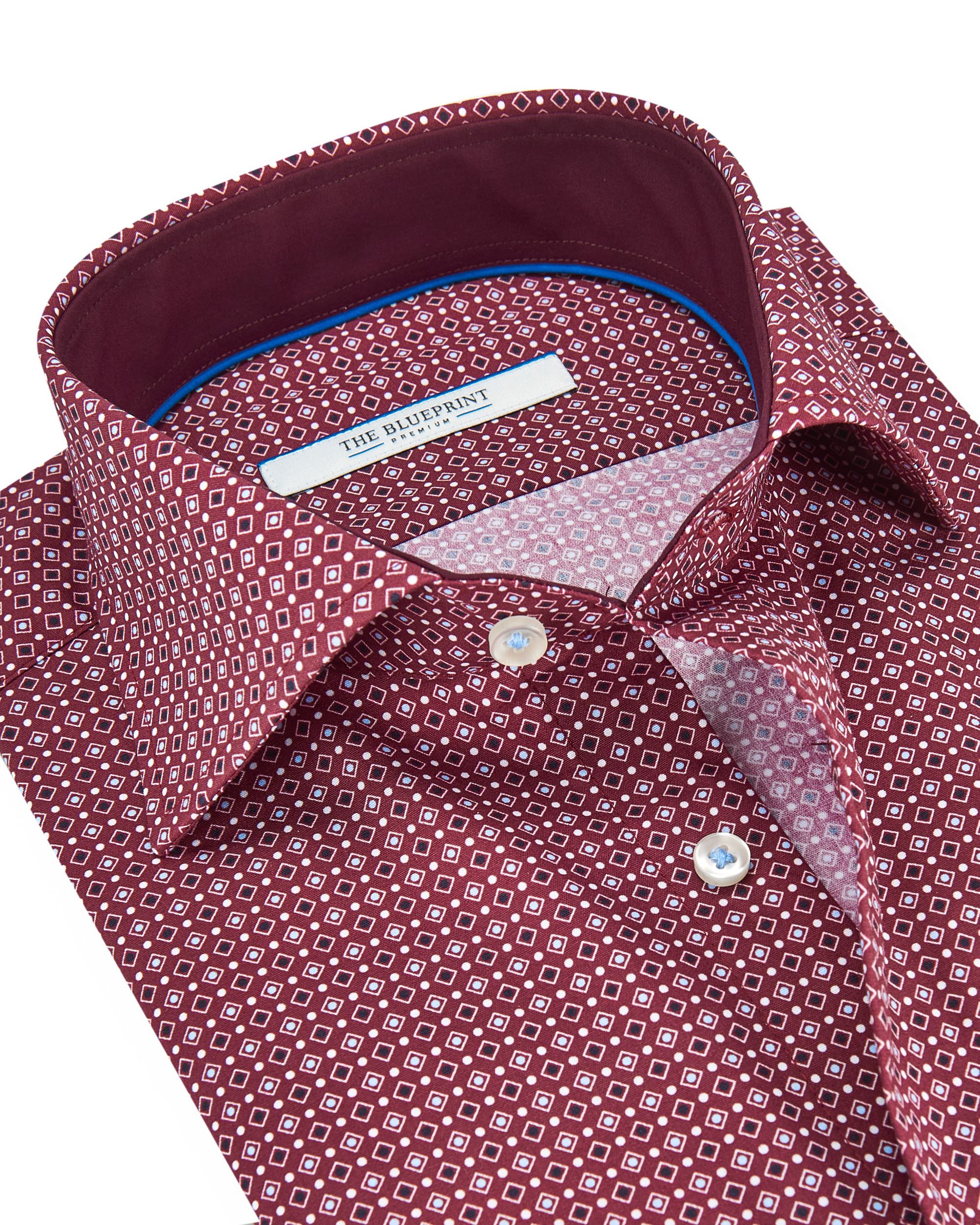 The BLUEPRINT Premium Casual Overhemd LM Bordeaux dessin 082210-001-L