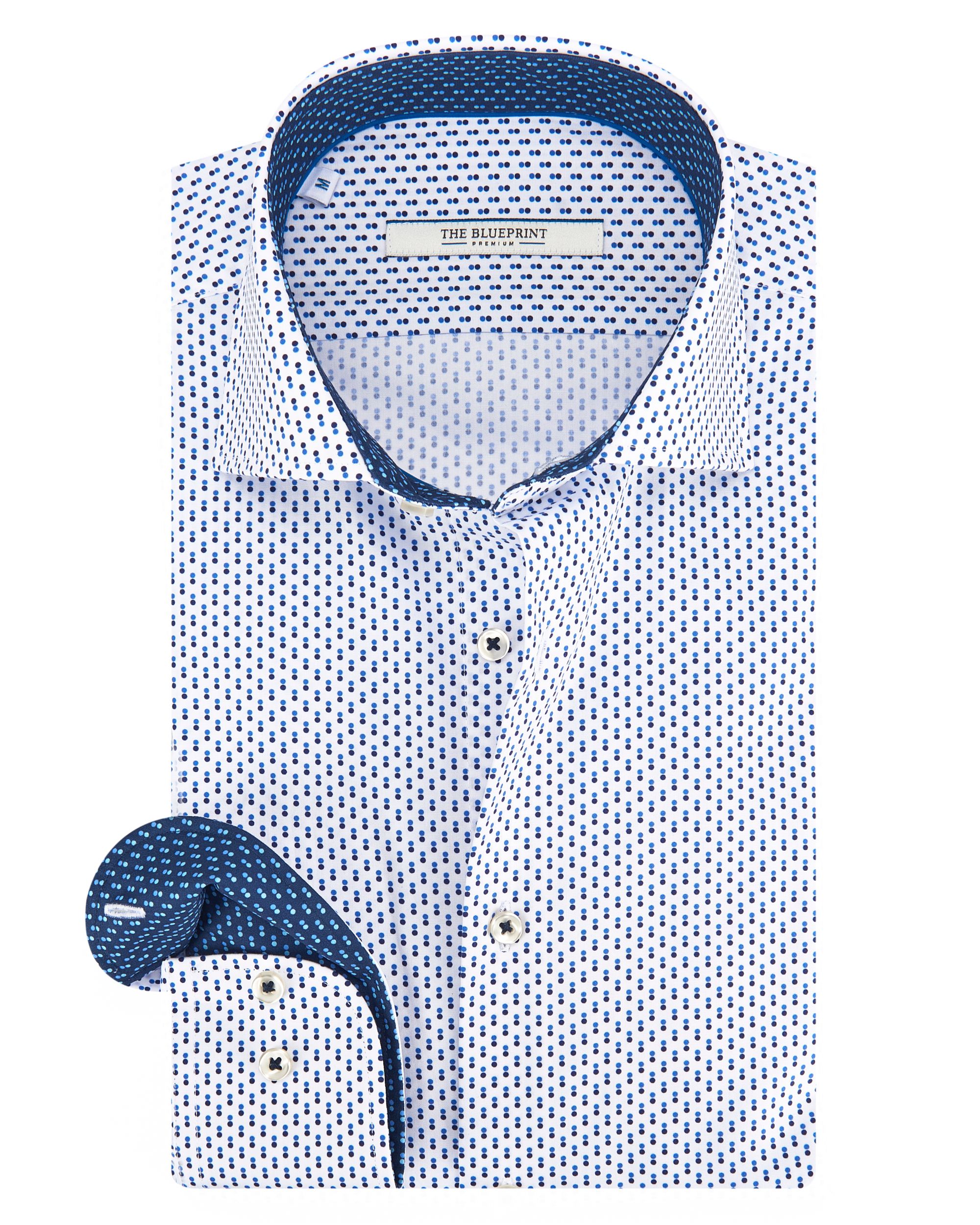 The BLUEPRINT Premium Casual Overhemd LM Blauw dessin 082212-001-L