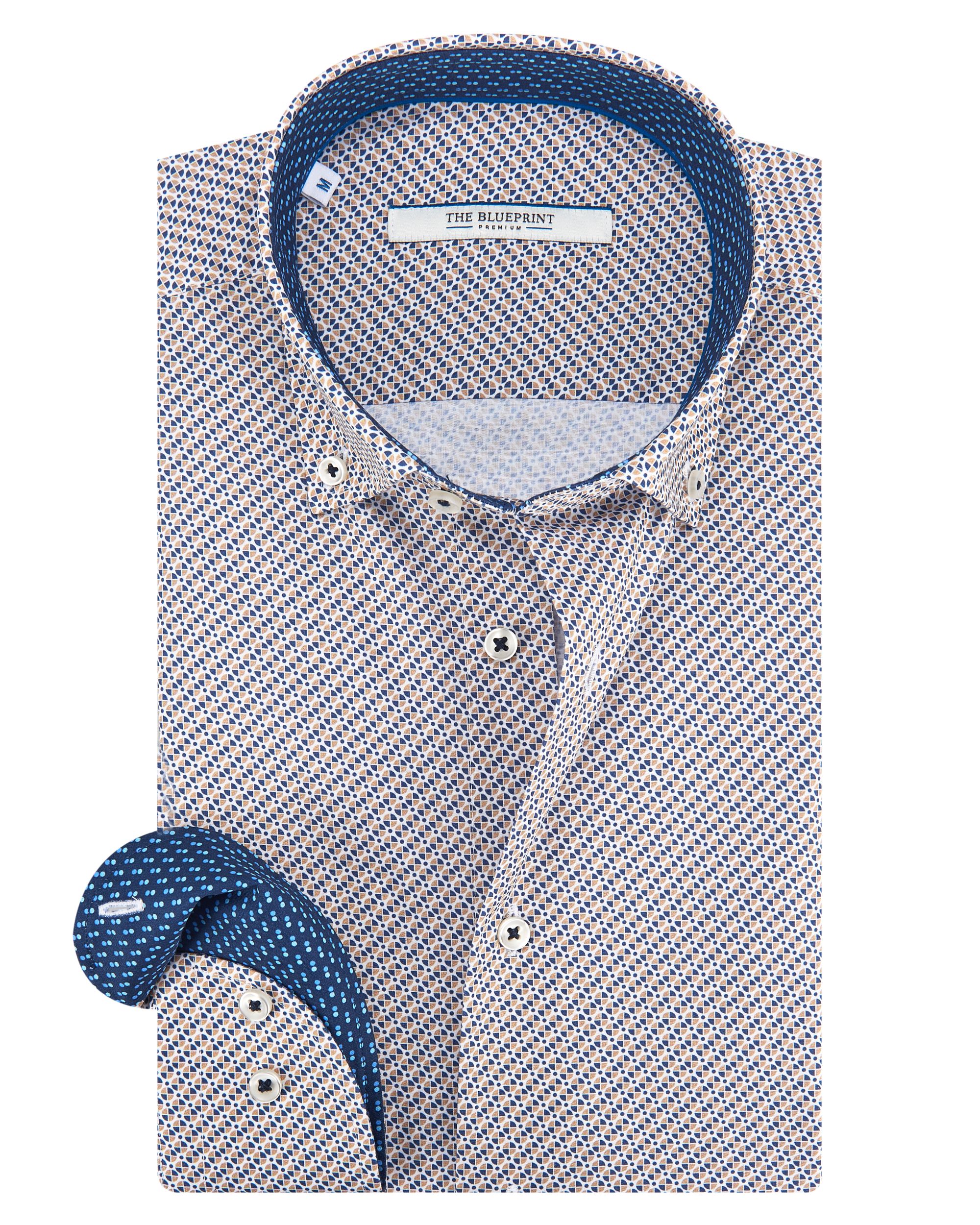 The BLUEPRINT Premium Casual Overhemd LM Blauw dessin 082215-001-L